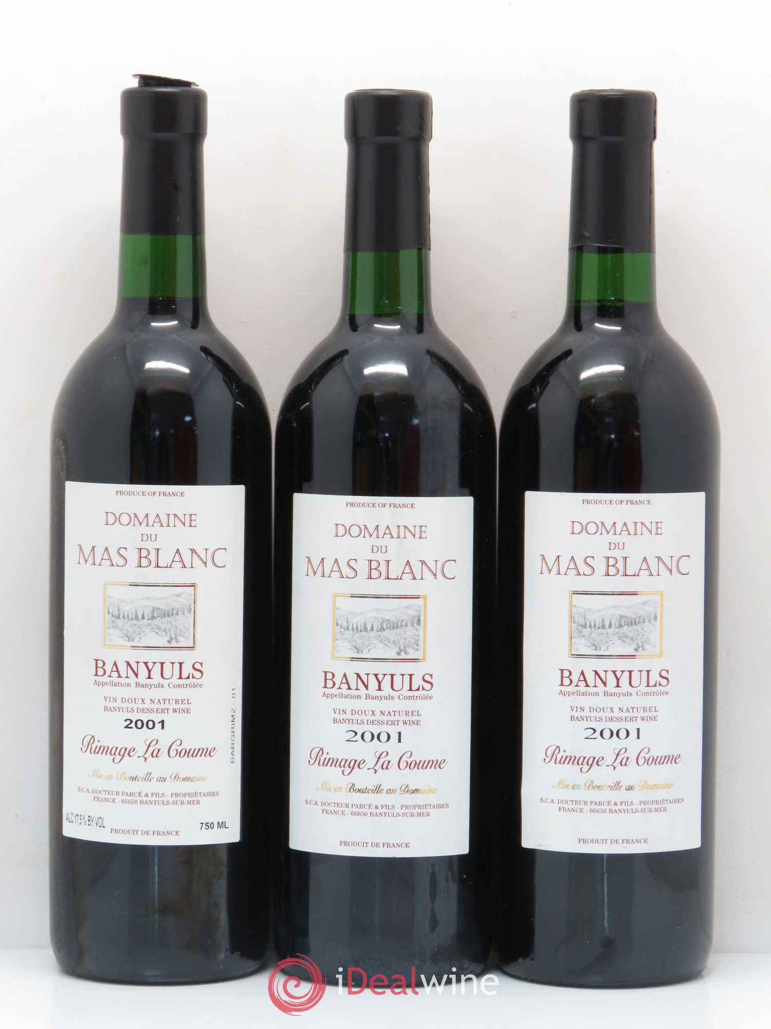 Banyuls Rimage La Coume Mas Blanc (Domaine du) - Parcé et Fils 2001 - Lot de 6 bouteilles - 1