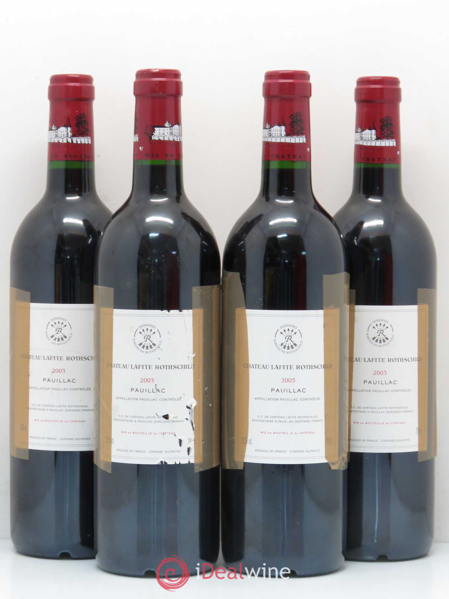 Château Lafite Rothschild 1er Grand Cru Classé 2003 - Lot de 4 bouteilles - 1