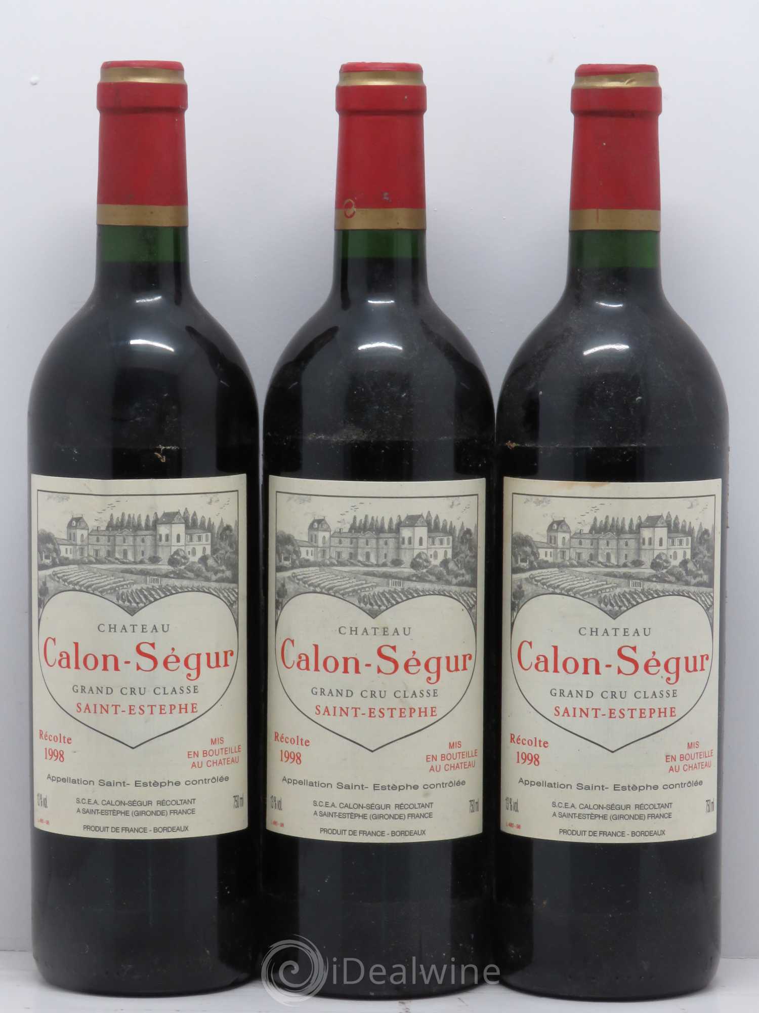 Château Calon Ségur 3ème Grand Cru Classé 1998 - Lot de 3 bouteilles - 0