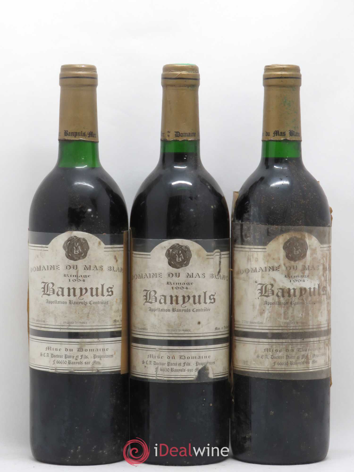Banyuls Rimage Mas Blanc (Domaine du) - Parcé et Fils 1994 - Posten von 3 Flaschen - 0