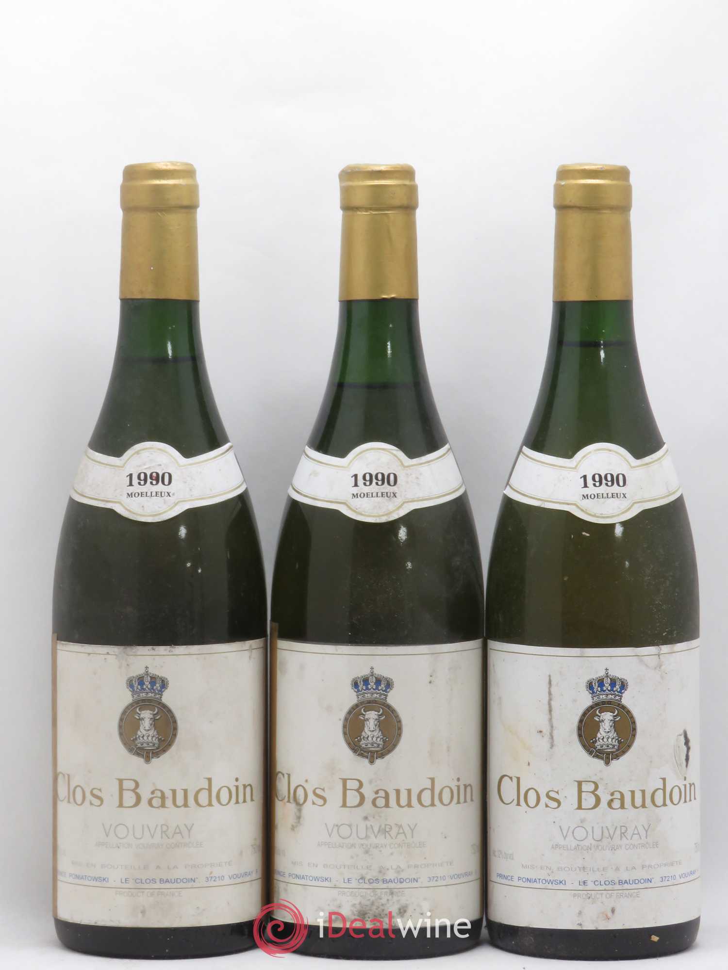 Vouvray Clos Baudoin 1990 - Lotto di 3 bottiglie - 0