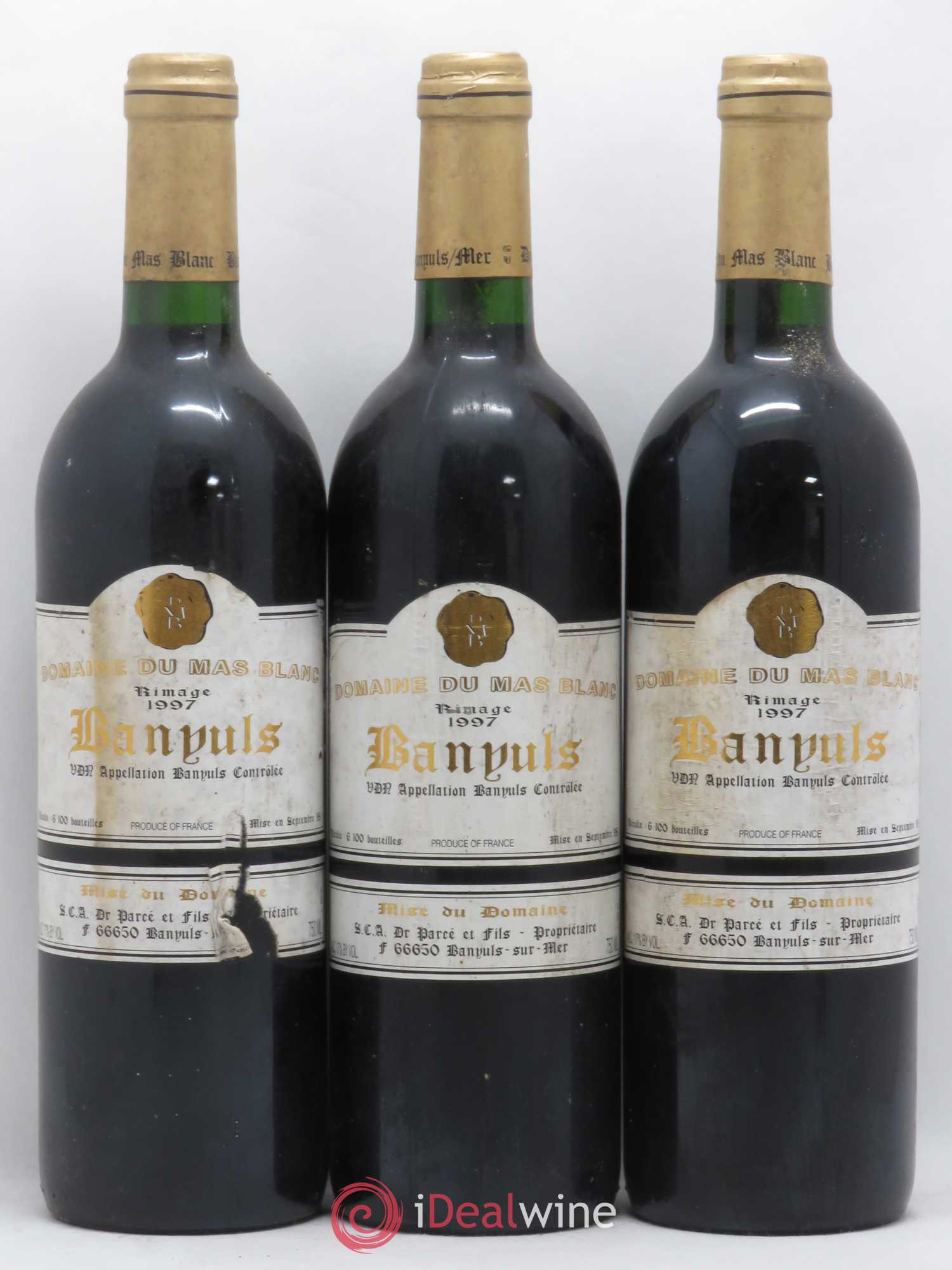 Banyuls Rimage Mas Blanc (Domaine du) - Parcé et Fils 1997 - Posten von 3 Flaschen - 0