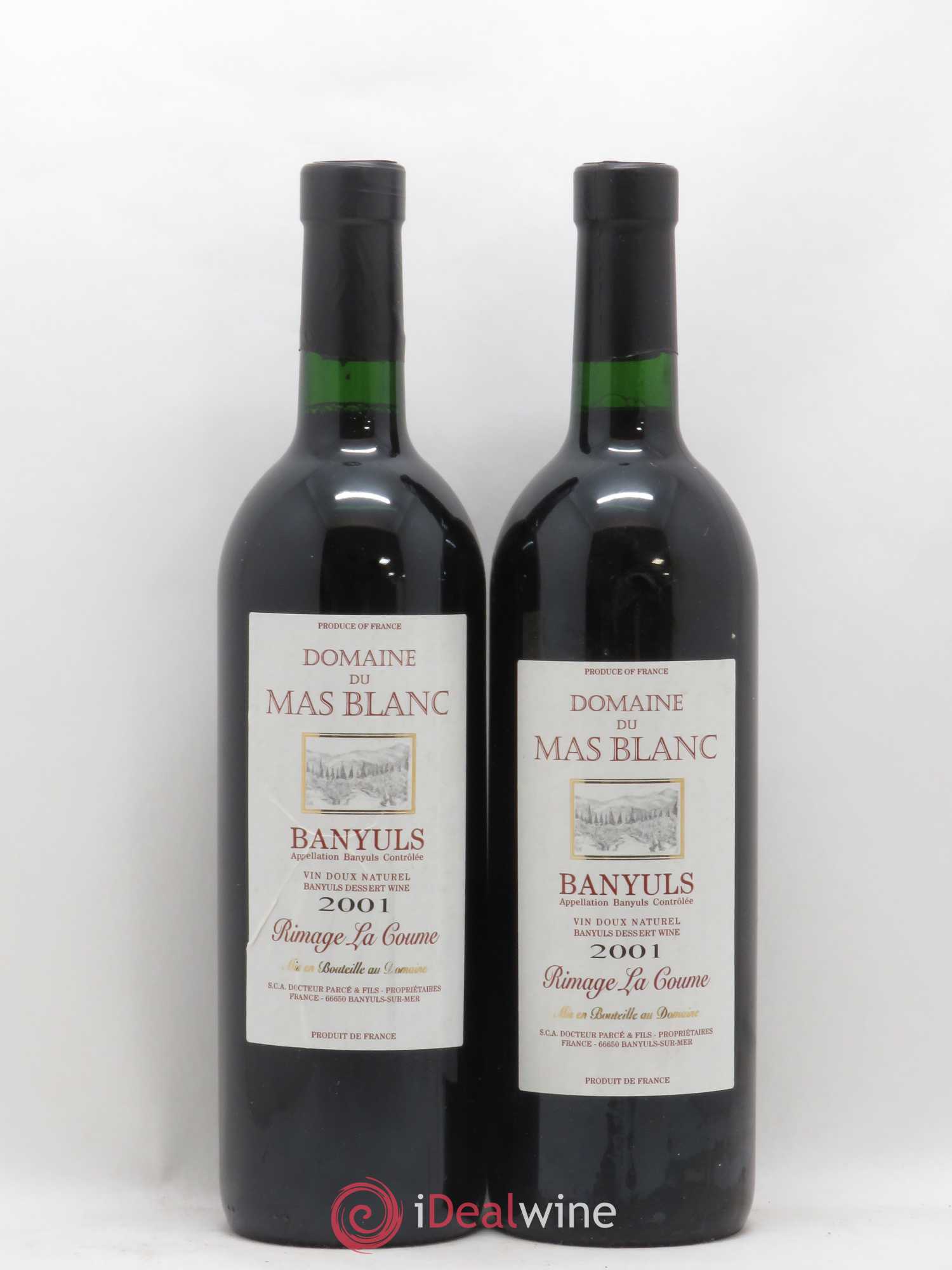 Banyuls Rimage La Coume Mas Blanc (Domaine du) - Parcé et Fils 2001 - Lot de 2 bouteilles - 0