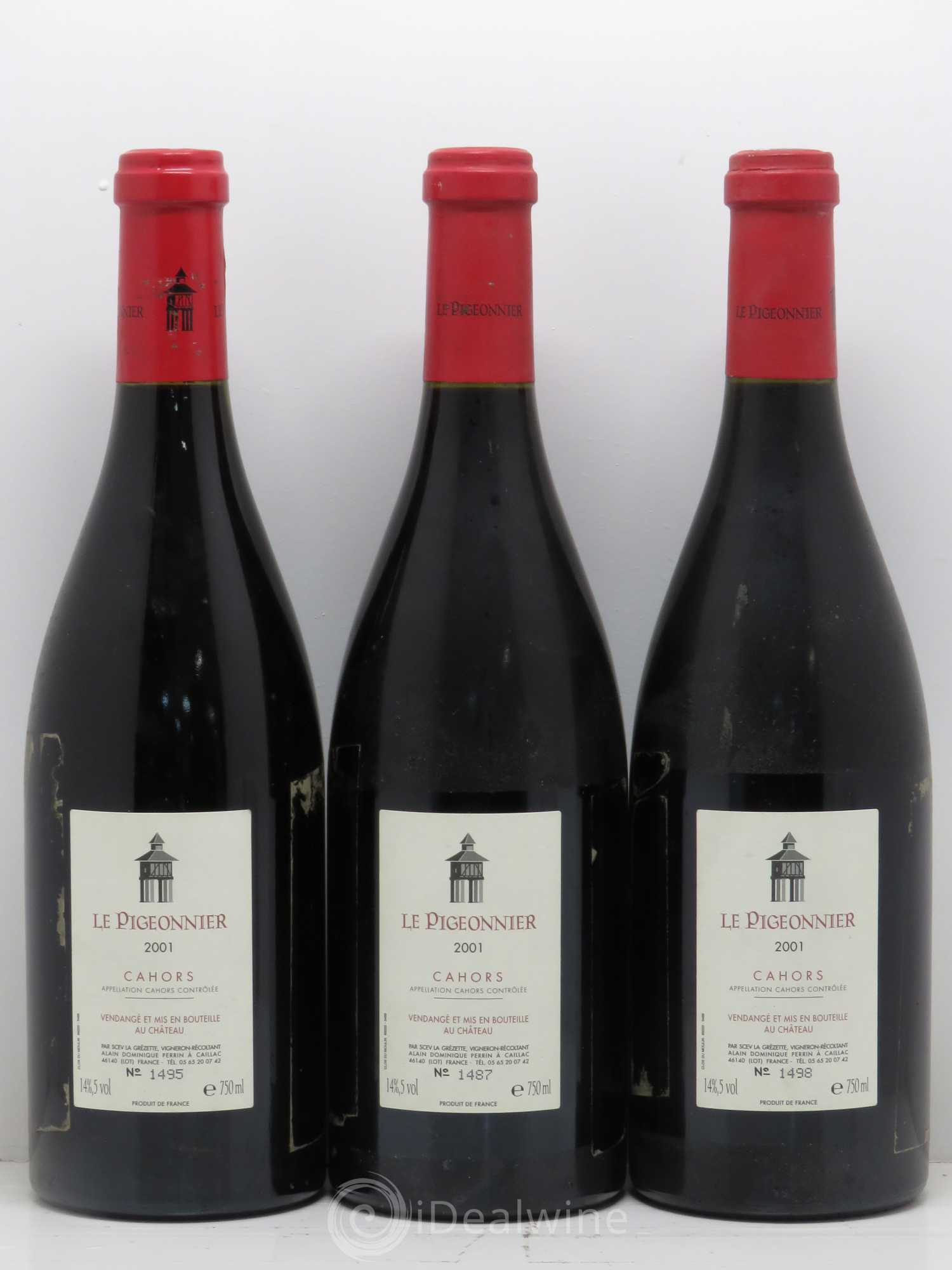 Cahors Château Lagrezette Le Pigeonnier Alain Dominique Perrin 2001 - Lot de 3 bouteilles - 1