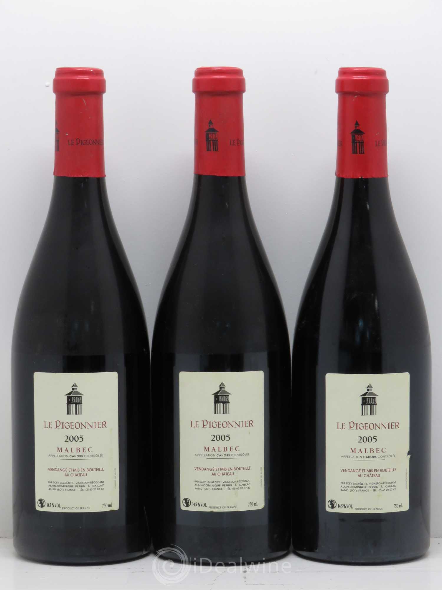 Cahors Château Lagrezette Le Pigeonnier Alain Dominique Perrin 2005 - Lot de 3 bouteilles - 1