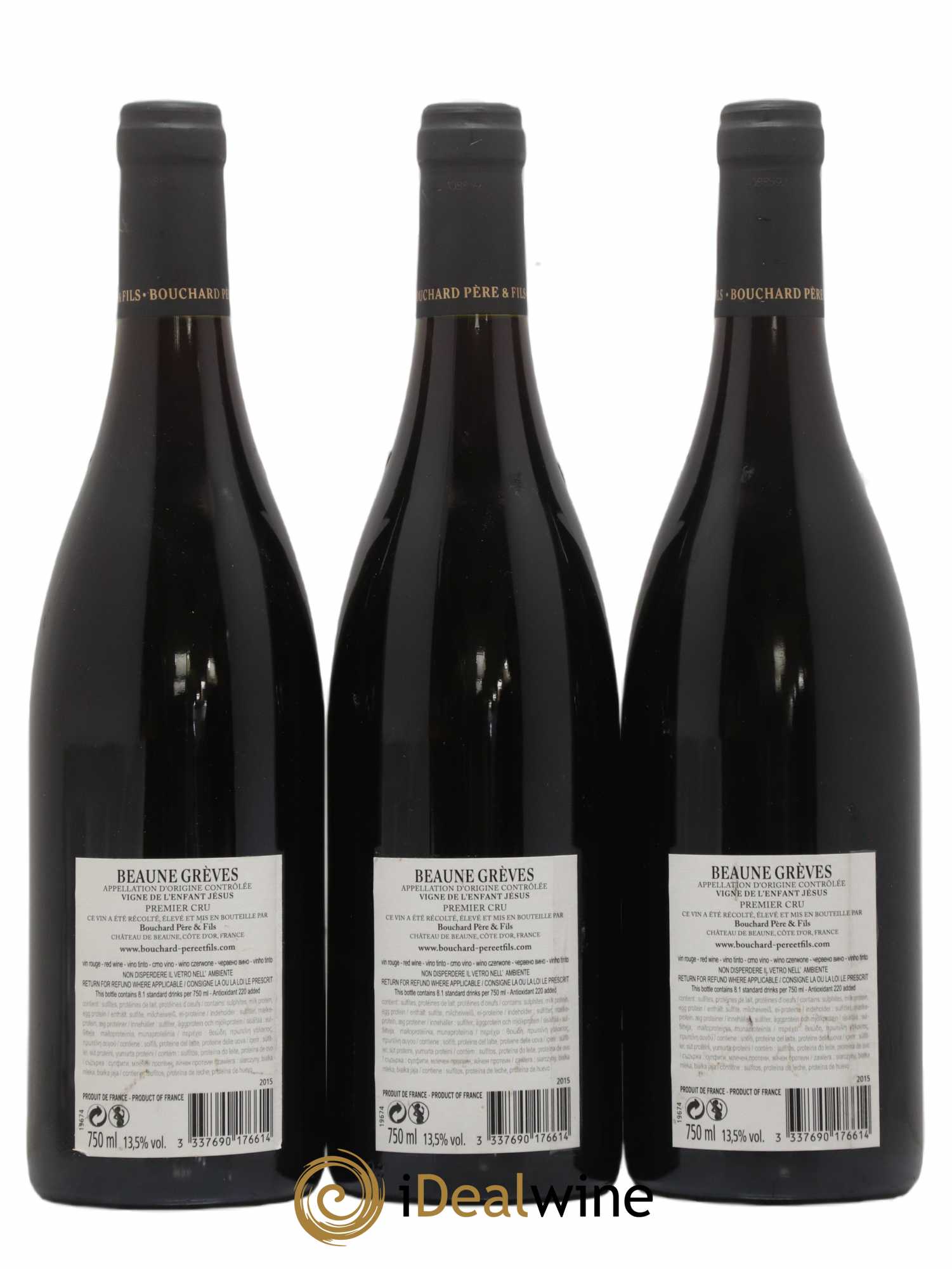 Beaune 1er Cru Grèves - Vigne de l'Enfant Jésus Bouchard Père & Fils 2015 - Lot de 3 bouteilles - 1