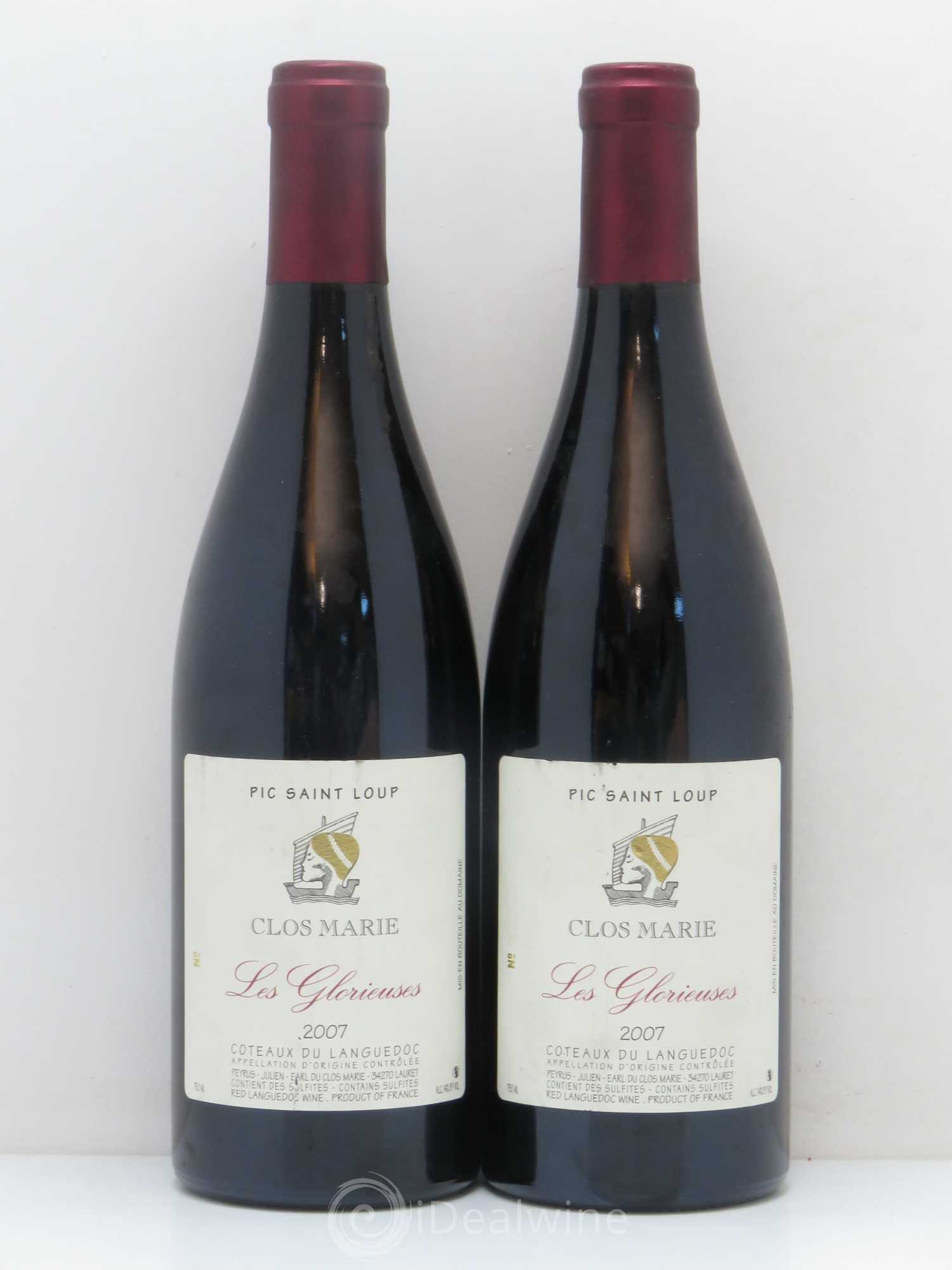 Pic Saint-Loup Clos Marie Les Glorieuses Christophe Peyrus et Françoise Julien 2007 - Lot de 2 bouteilles - 0