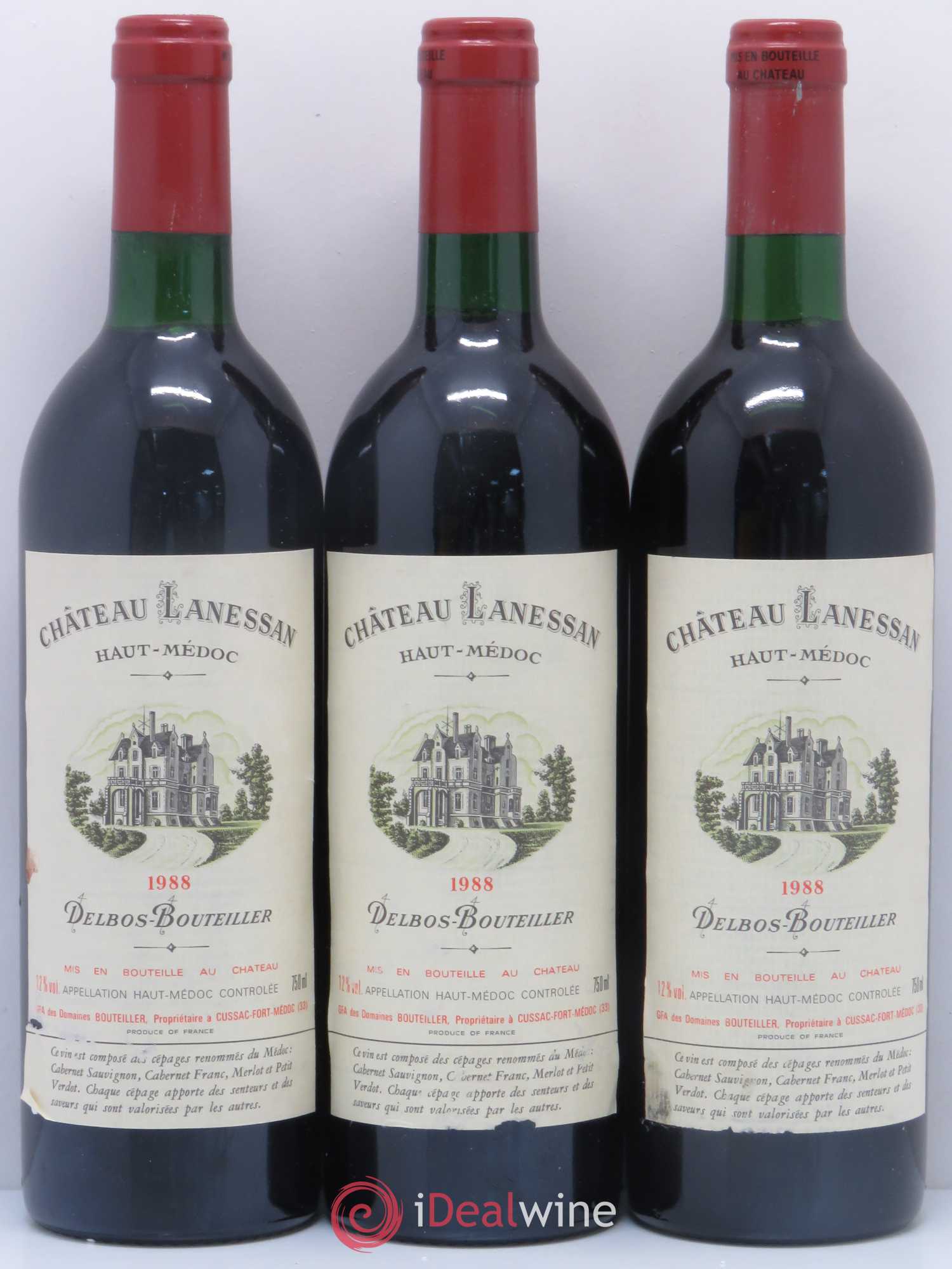 Château Lanessan Cru Bourgeois 1988 - Lot de 3 bouteilles - 0
