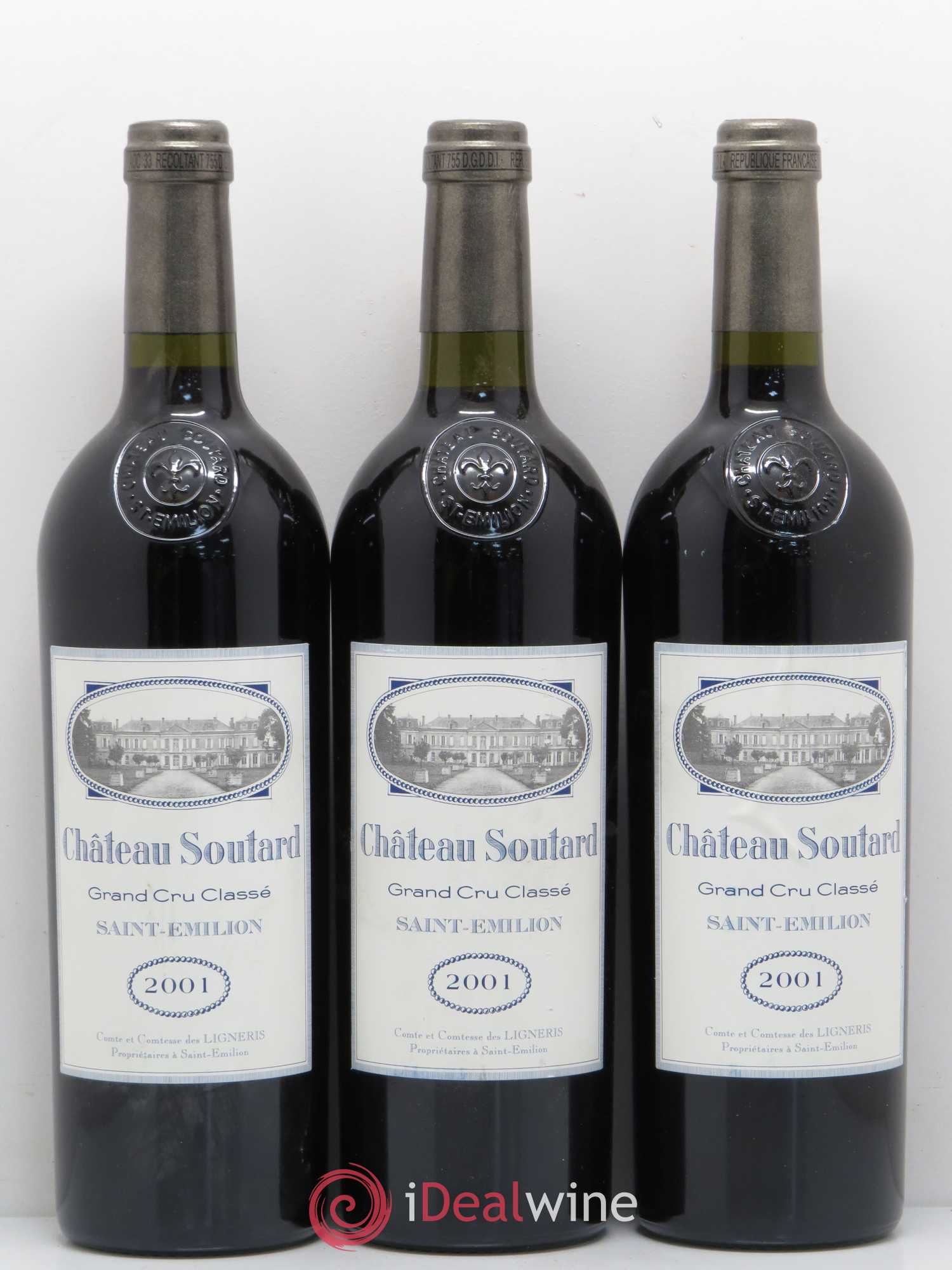 Château Soutard Grand Cru Classé 2001 - Lot de 3 bouteilles - 0