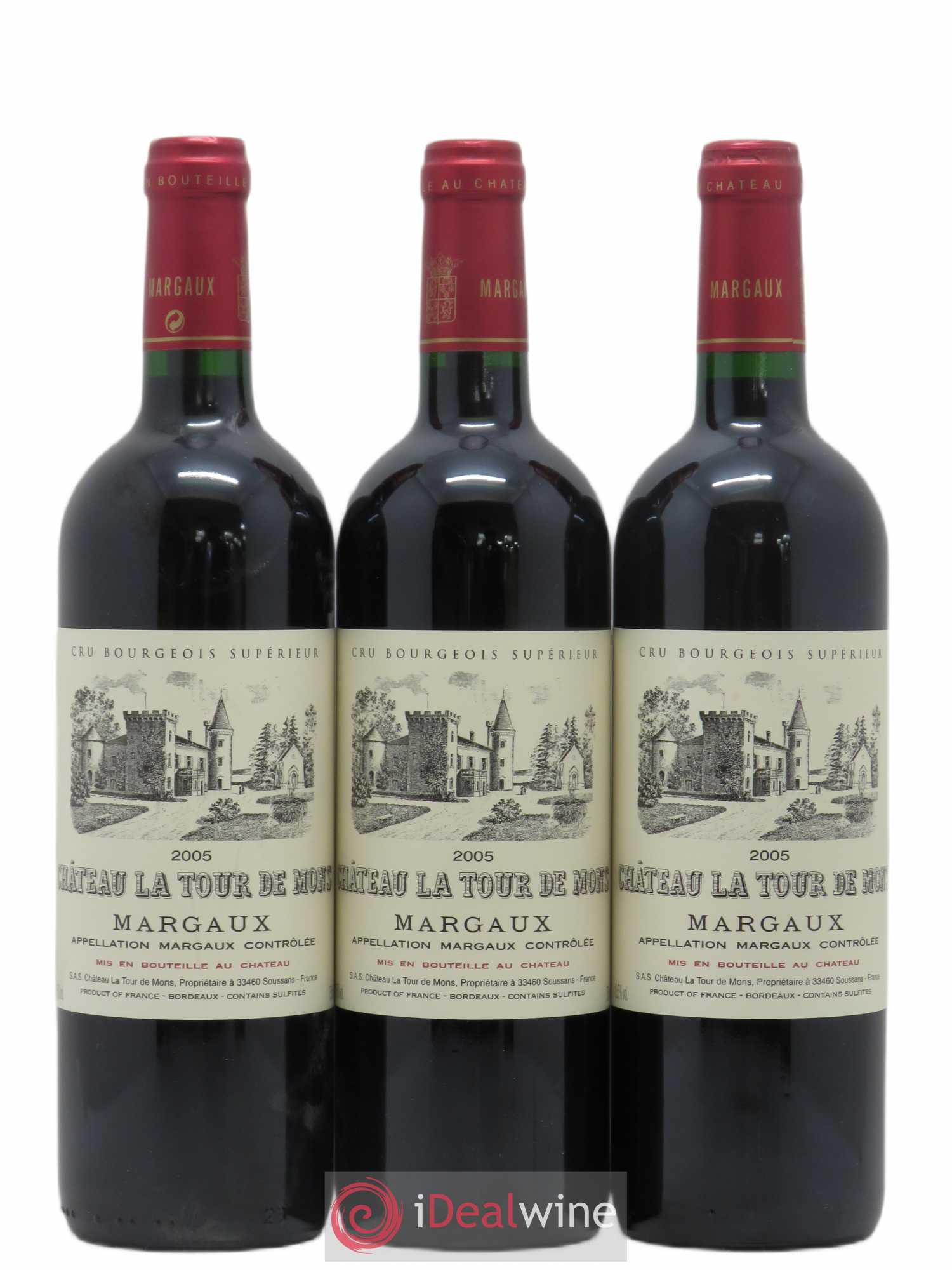 Château la Tour de Mons Cru Bourgeois 2005 - Lot de 3 bouteilles - 0