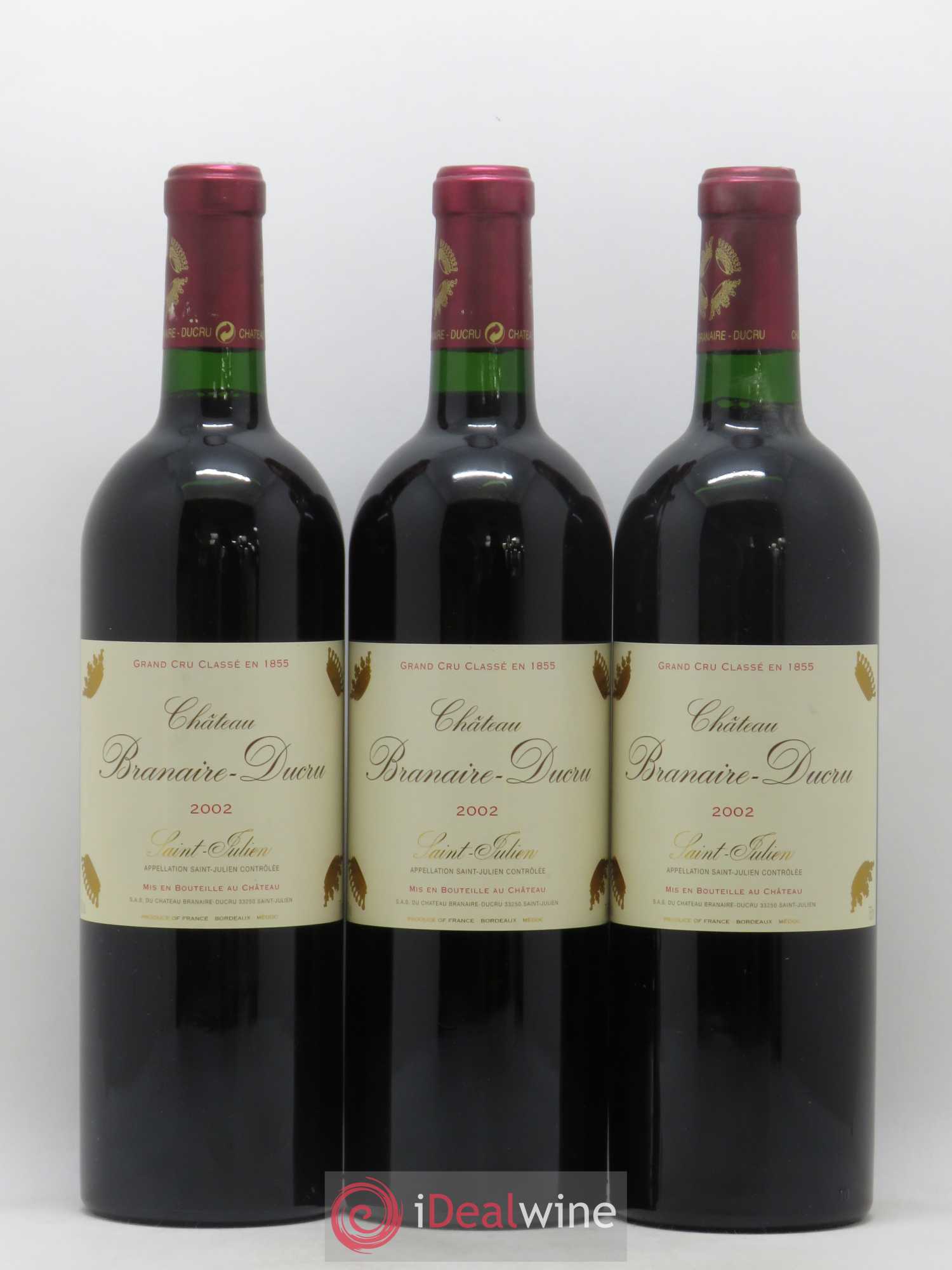 Château Branaire Ducru 4ème Grand Cru Classé 2002 - Lot de 3 bouteilles - 0