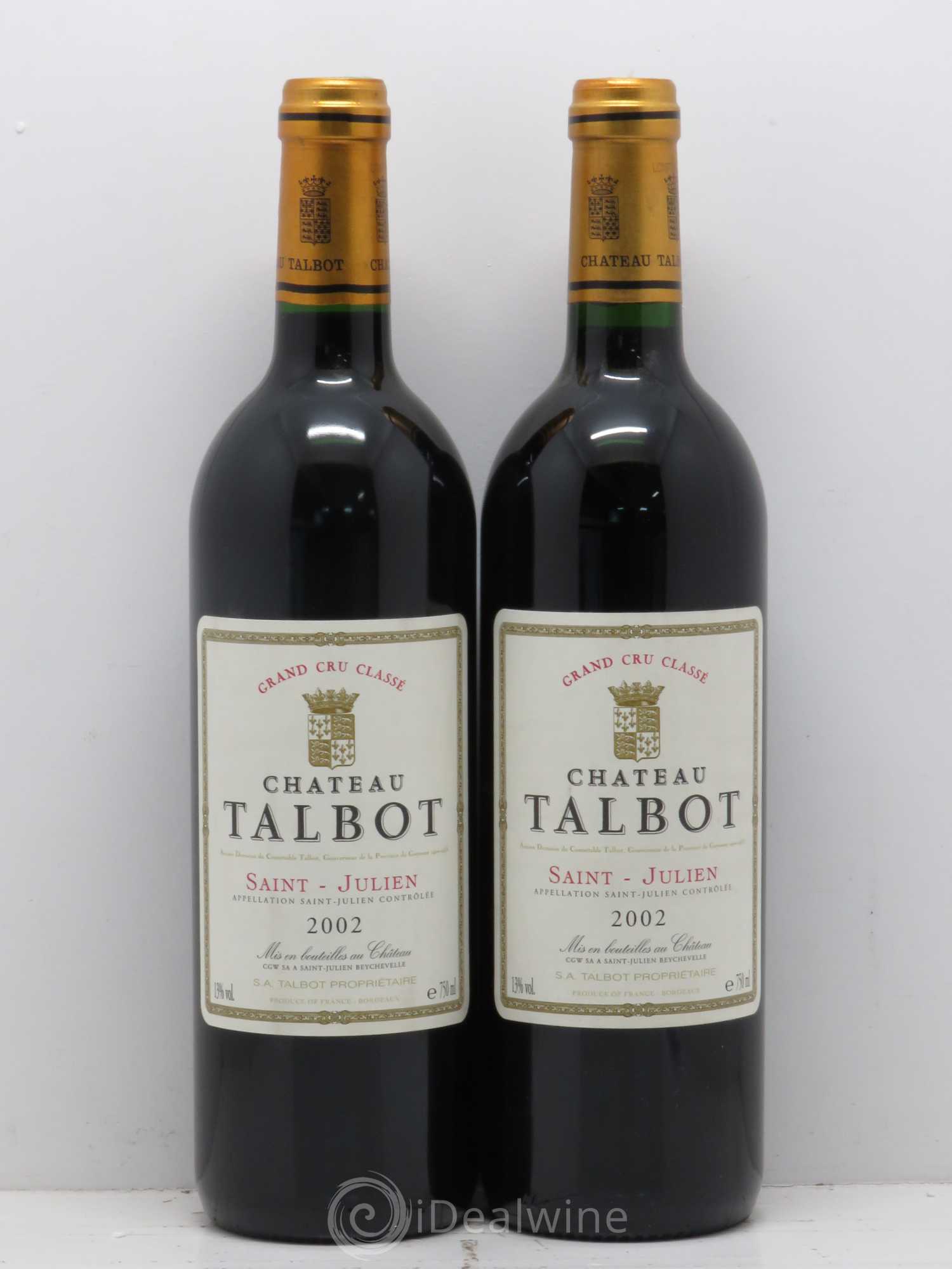 Château Talbot 4ème Grand Cru Classé 2002 - Lot de 2 bouteilles - 0
