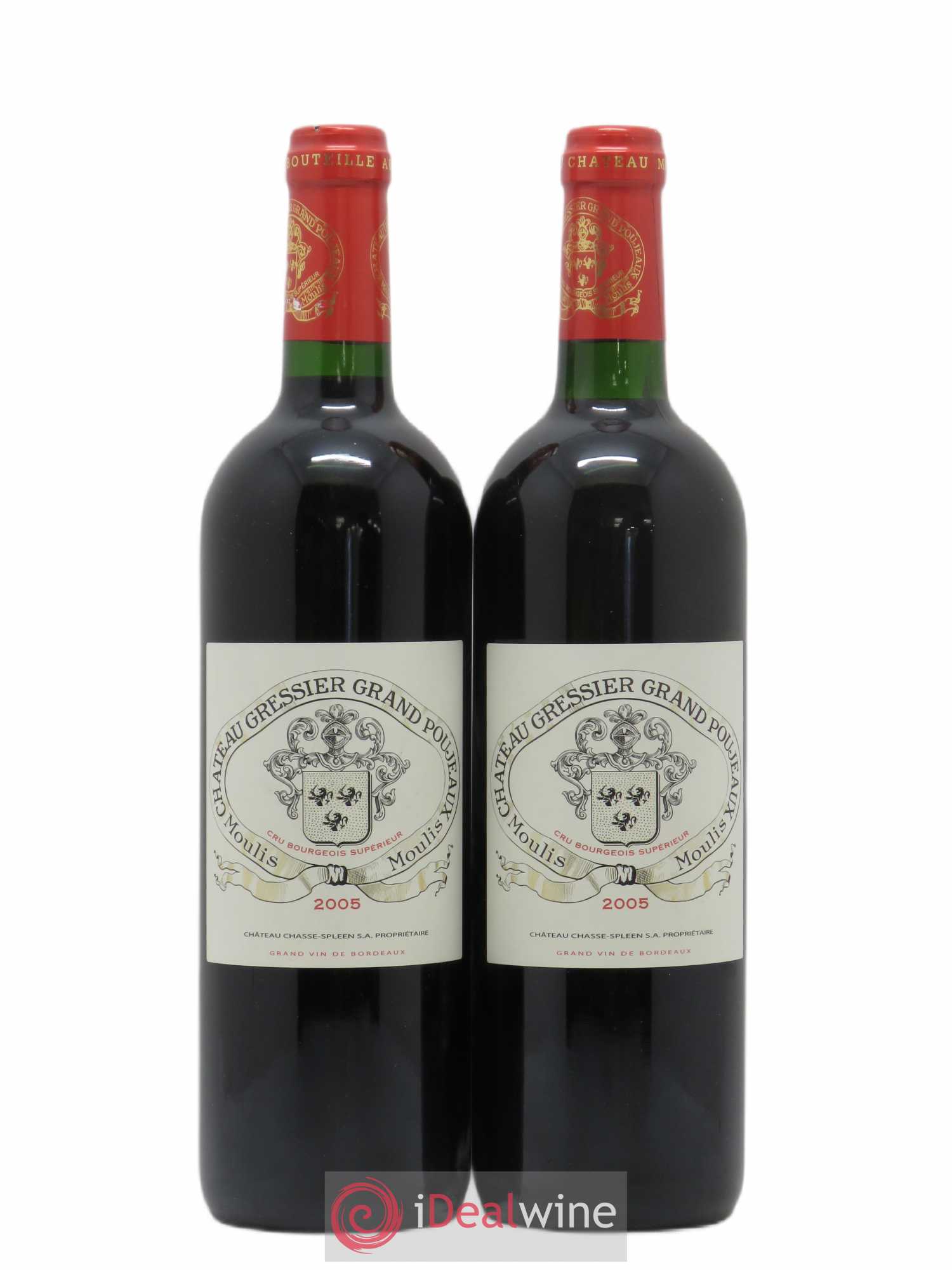 Château Gressier Grand Poujeaux Cru Bourgeois (sans prix de réserve) 2005 - Lot de 2 bouteilles - 0