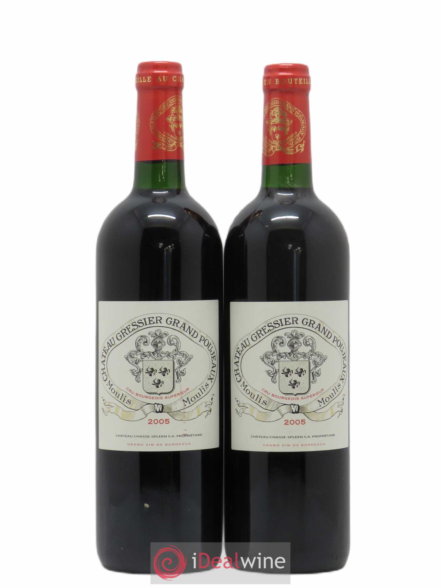 Château Gressier Grand Poujeaux Cru Bourgeois (sans prix de réserve) 2005 - Lot de 2 bouteilles - 0