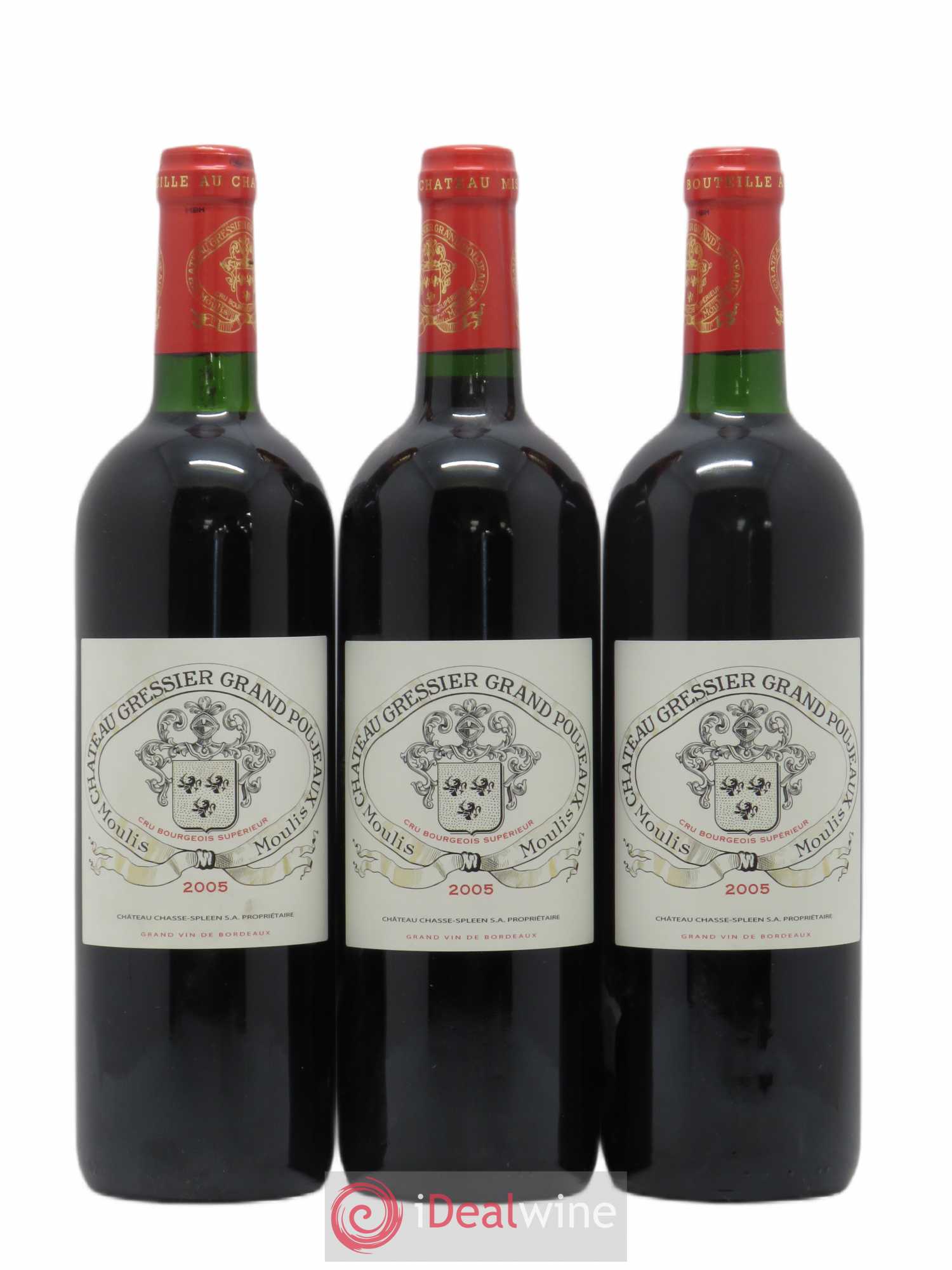 Château Gressier Grand Poujeaux Cru Bourgeois 2005 - Lot de 3 bouteilles - 0