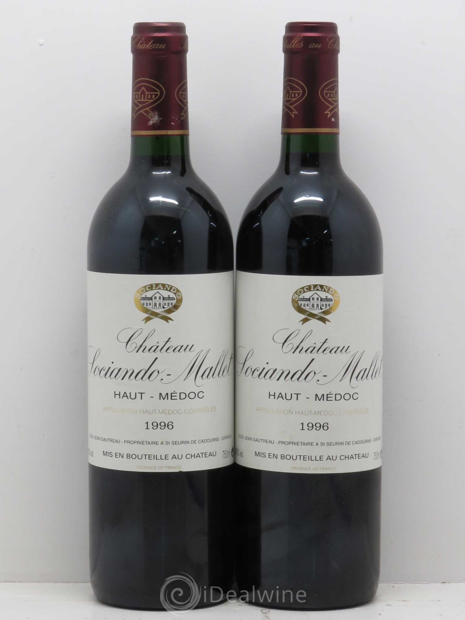 Château Sociando Mallet 1996 - Lot de 2 bouteilles - 0