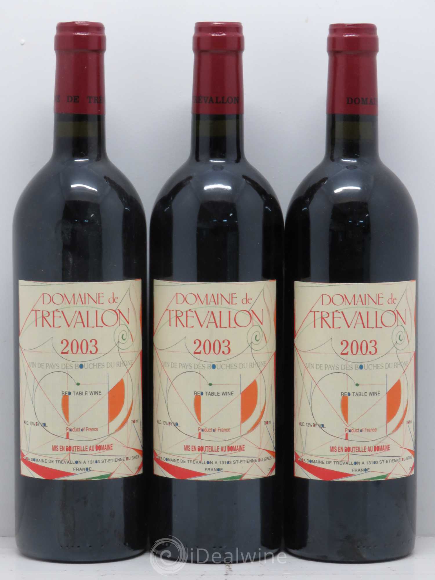 Coteaux d'Aix-en-Provence Trévallon (Domaine de) Eloi Dürrbach 2003 - Lot de 3 bouteilles - 0