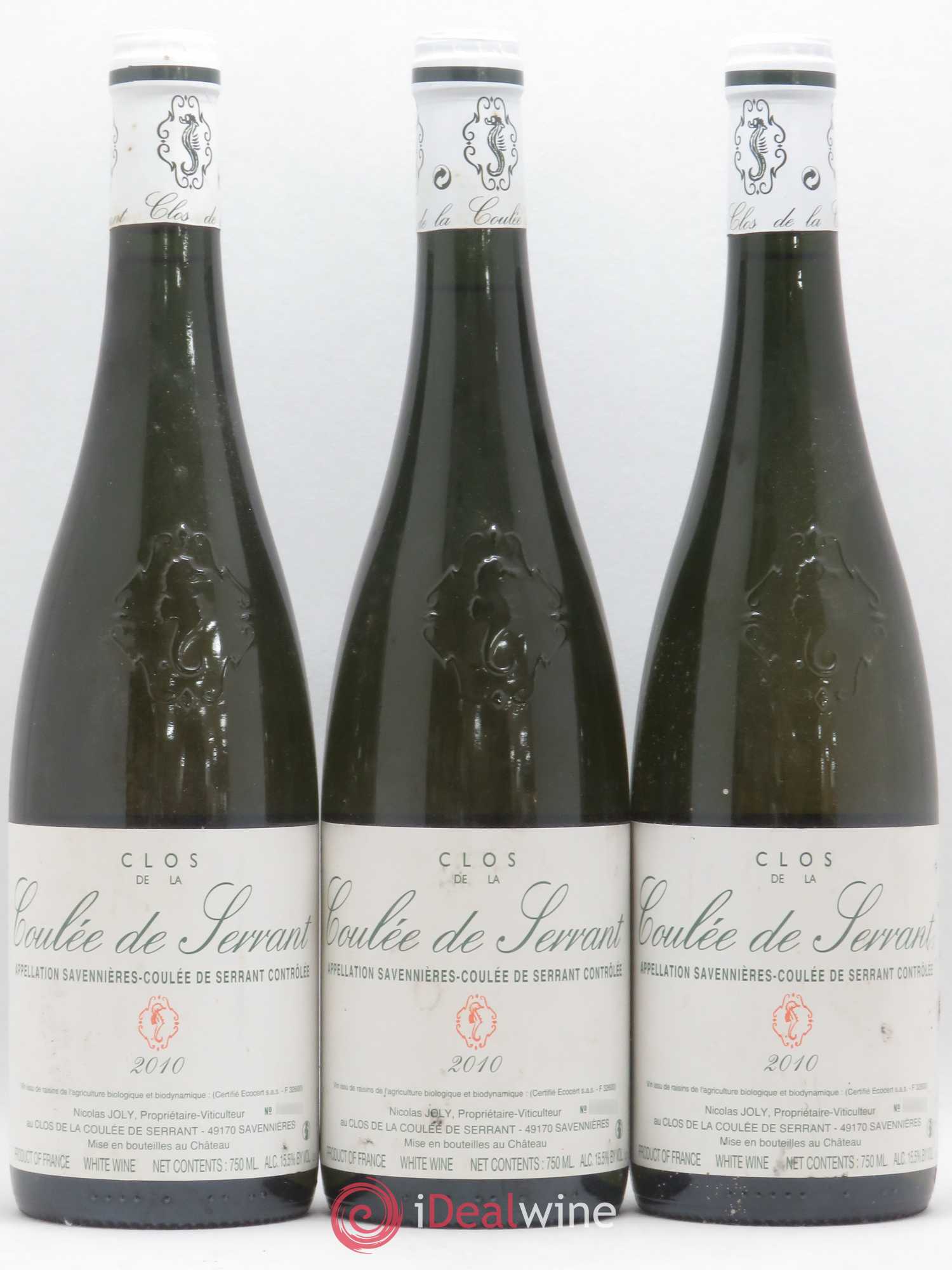 Savennières Clos de la Coulée de Serrant Vignobles de la Coulée de Serrant - Nicolas Joly 2010 - Lot de 3 bouteilles - 0