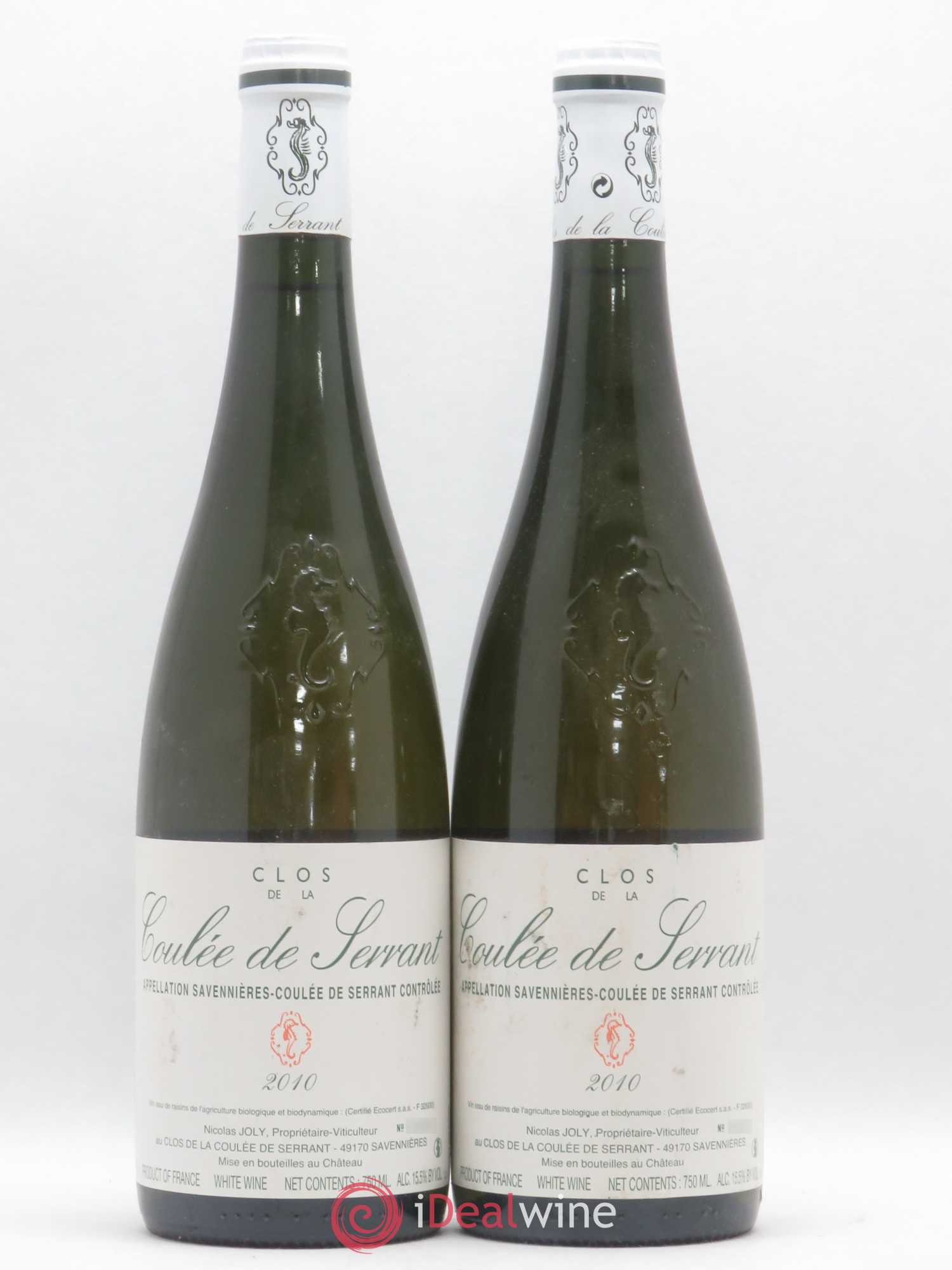 Savennières Clos de la Coulée de Serrant Vignobles de la Coulée de Serrant - Nicolas Joly 2010 - Lot de 2 bouteilles - 0