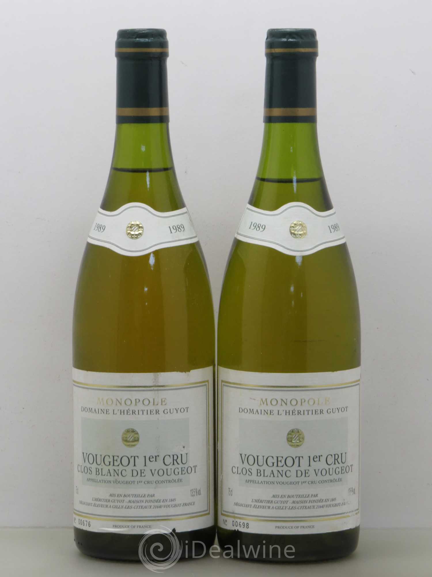 Vougeot 1er Cru Clos Blanc Domaine L'Heritier Guyot 1989 - Posten von 2 Flaschen - 0