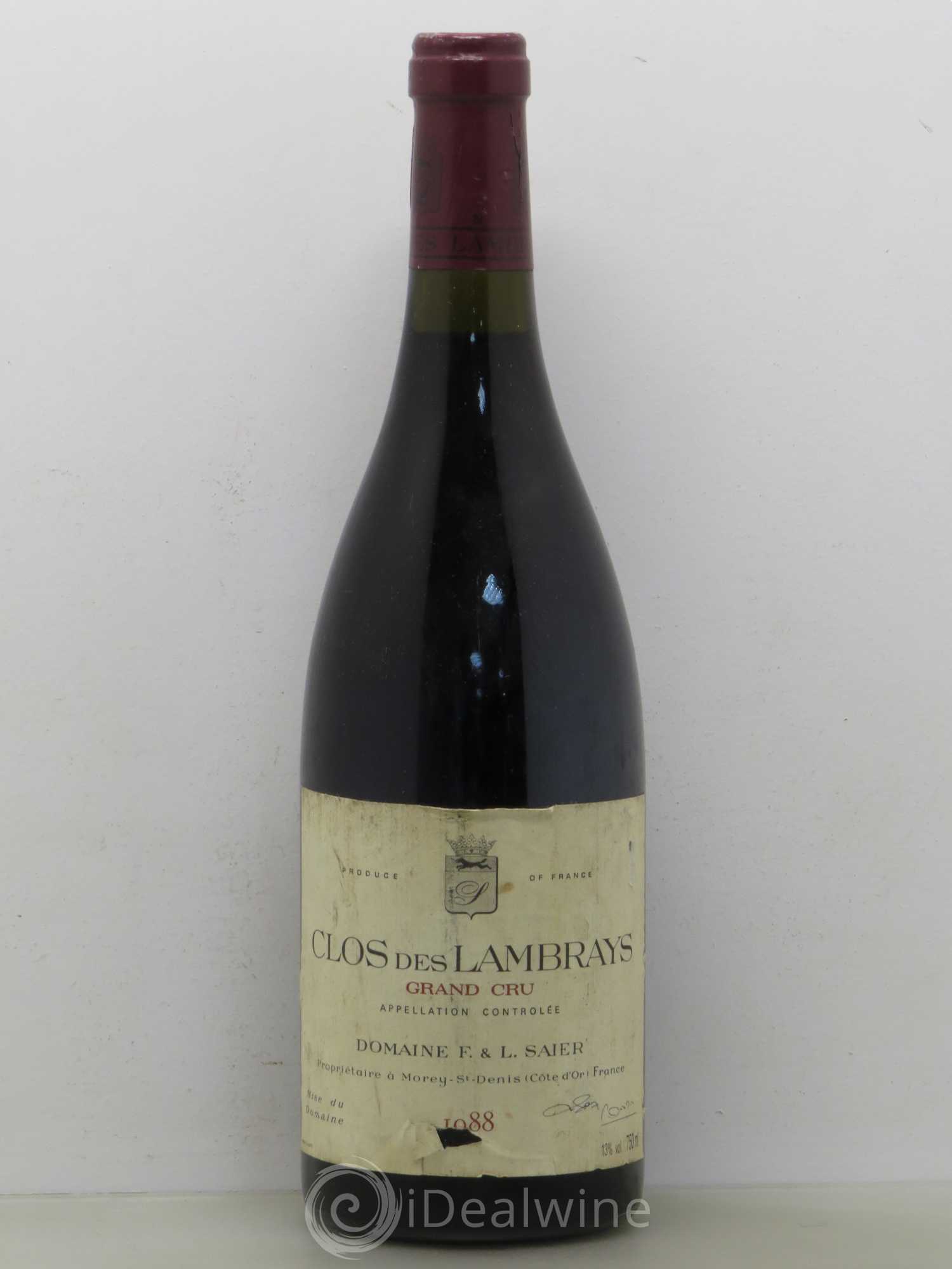 Clos des Lambrays Grand Cru Domaine des Lambrays 1988 - Lot de 1 bouteille - 0