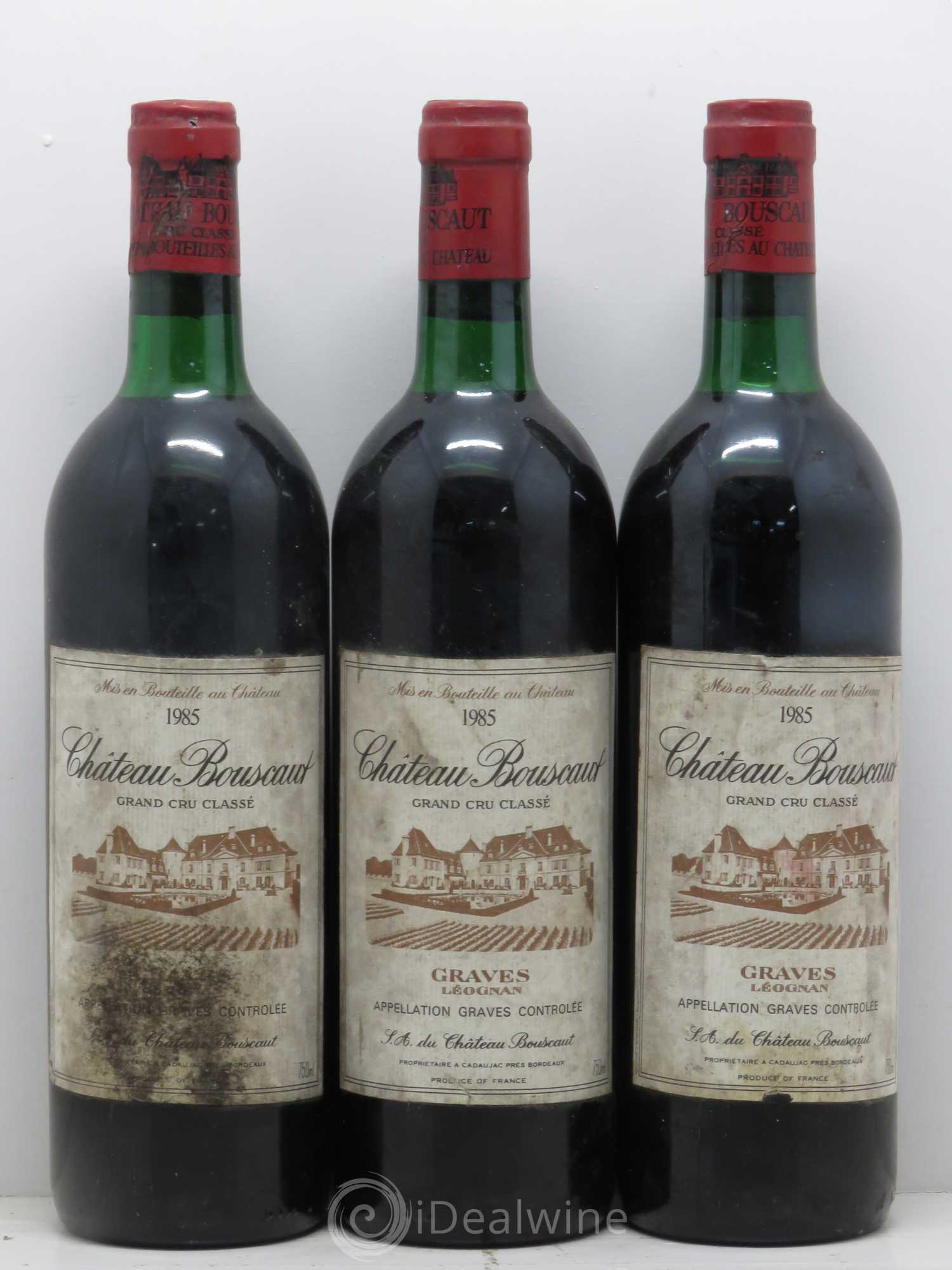 Château Bouscaut Cru Classé de Graves 1985 - Lot de 3 bouteilles - 0