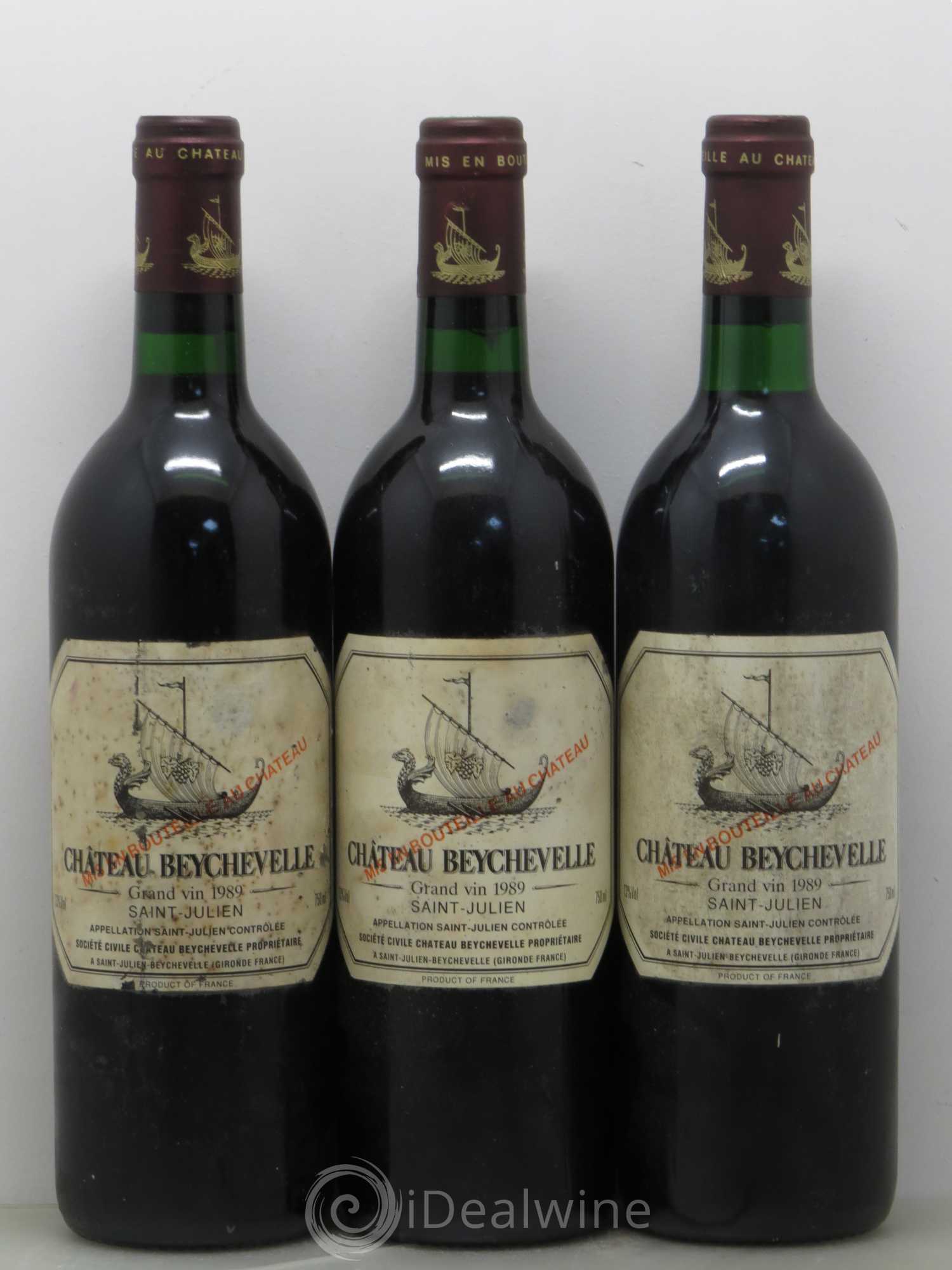 Château Beychevelle 4ème Grand Cru Classé 1989 - Lot de 3 bouteilles - 0