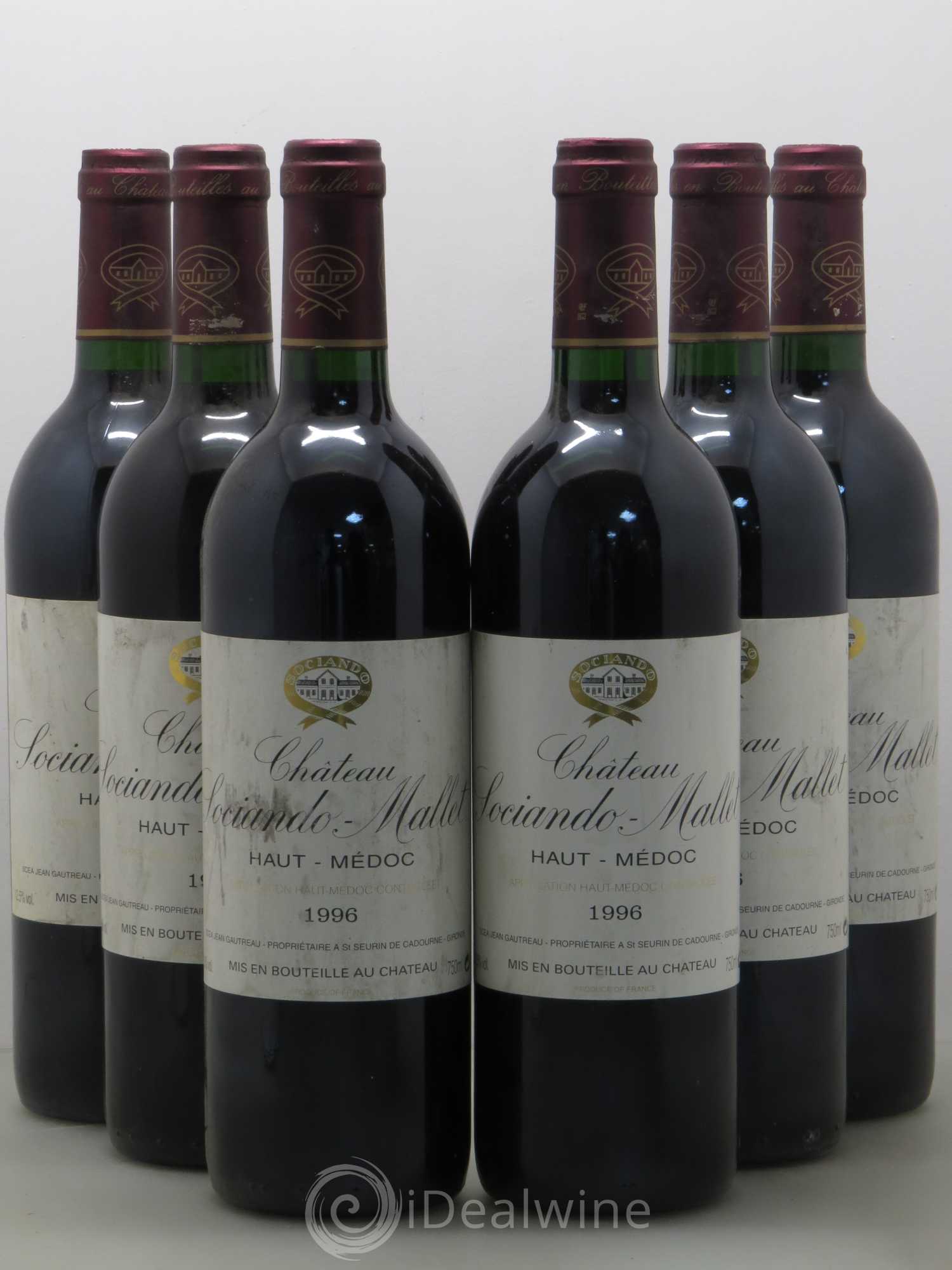 Château Sociando Mallet 1996 - Lot de 6 bouteilles - 0