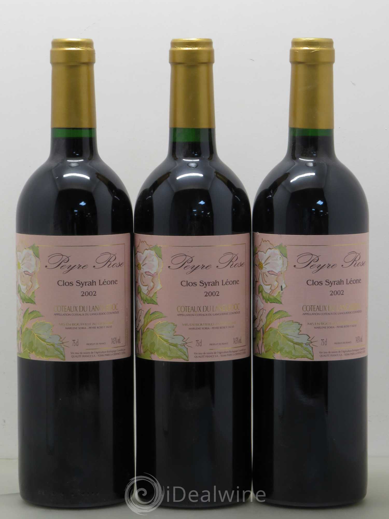Coteaux du Languedoc Domaine Peyre Rose Belle Léone (anciennement Syrah Léone) Marlène Soria 2002 - Lot de 3 bouteilles - 0