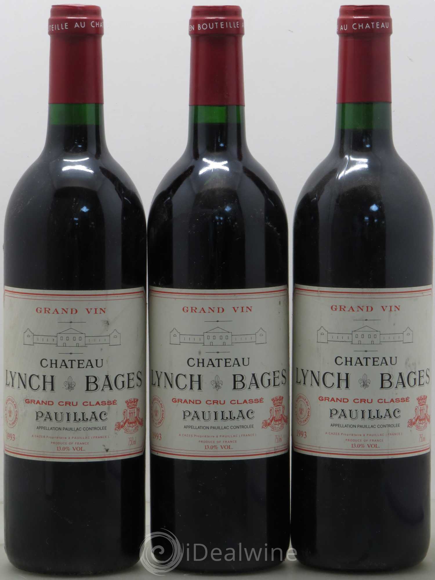 Château Lynch Bages 5ème Grand Cru Classé 1993 - Lot de 3 bouteilles - 0