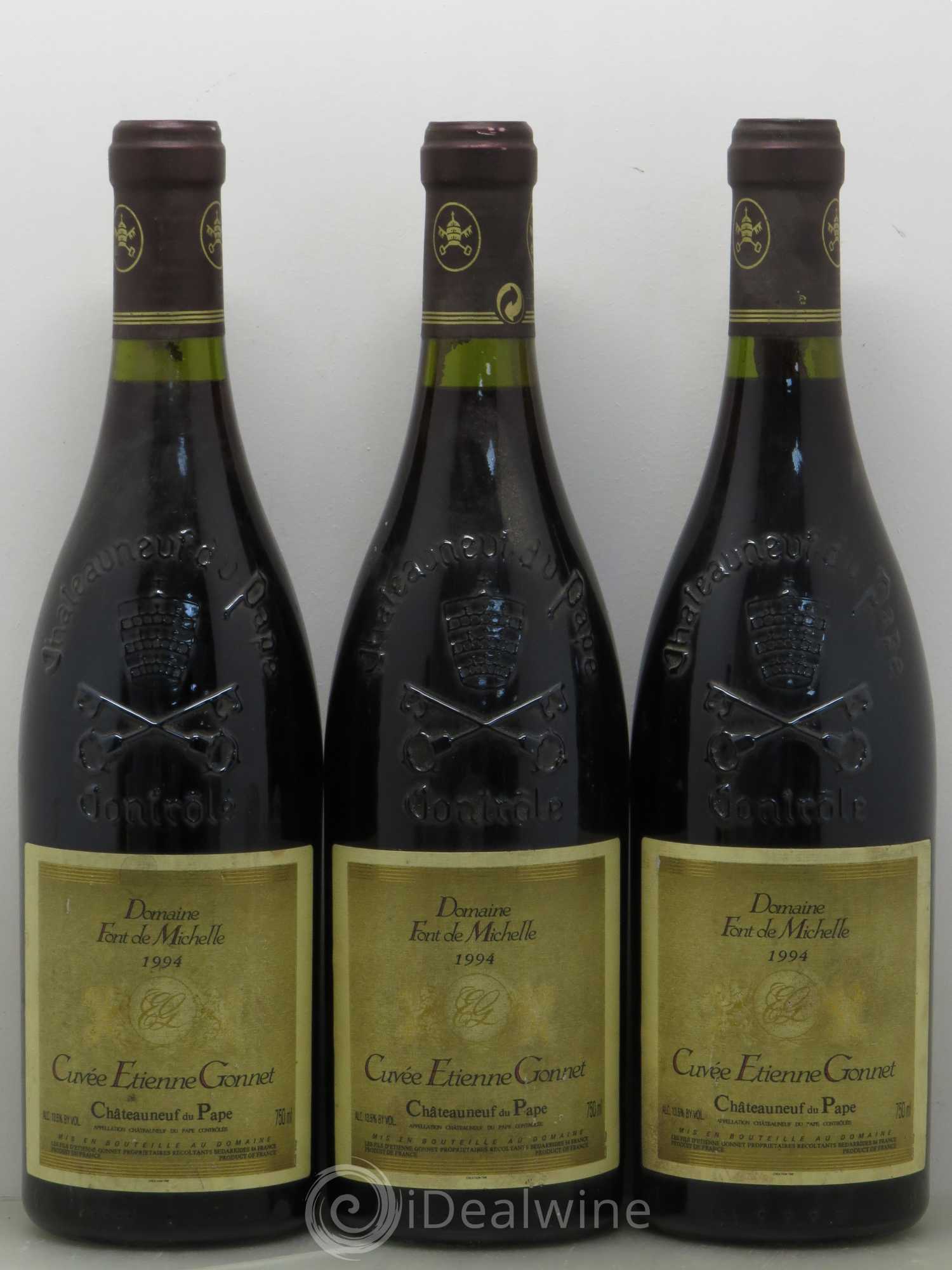 Châteauneuf-du-Pape Domaine Font de Michelle Cuvée Etienne Gonnet Famille Gonnet 1994 - Lot de 3 bouteilles - 0