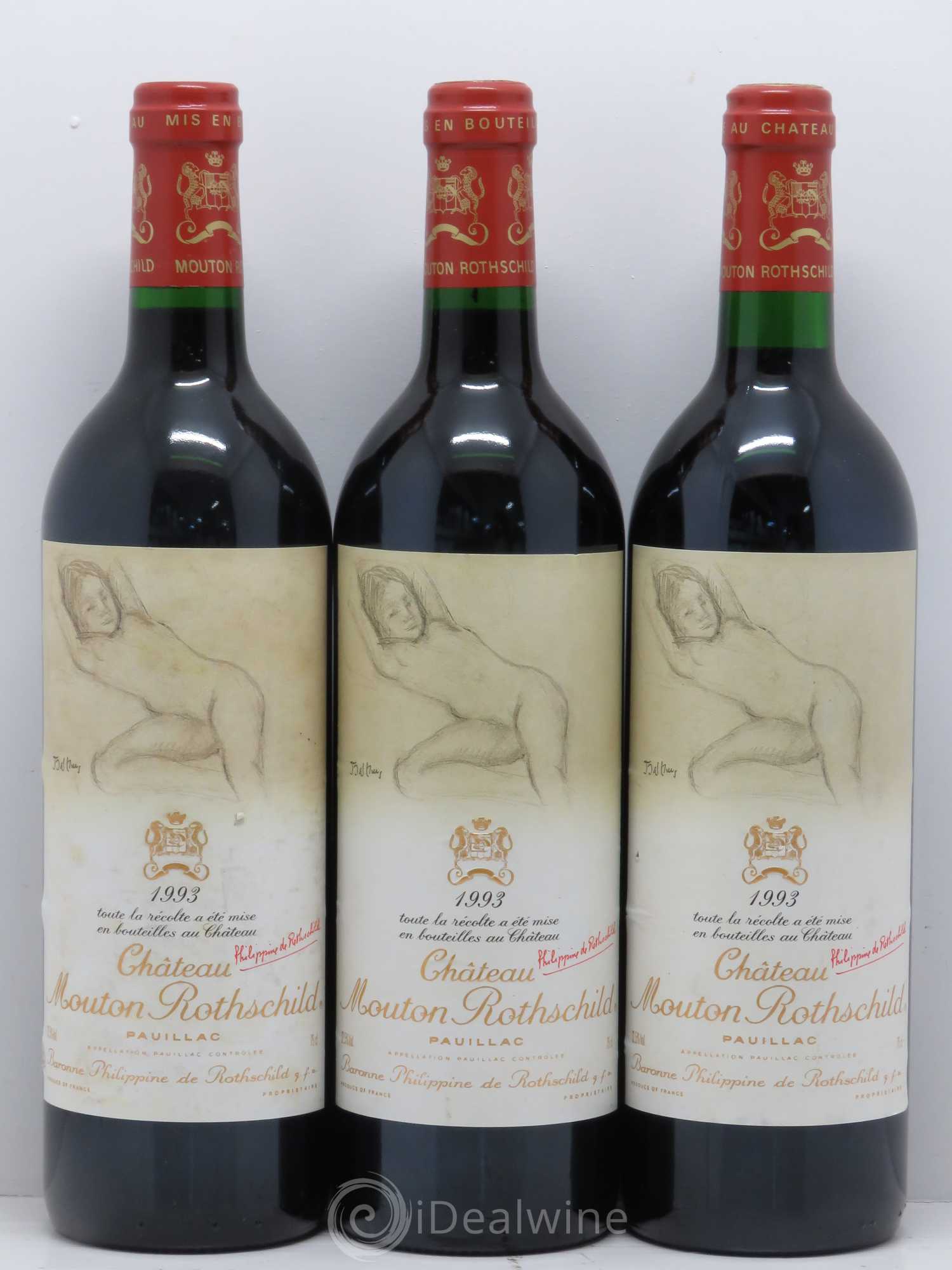 Château Mouton Rothschild 1er Grand Cru Classé 1993 - Lot de 3 bouteilles - 0