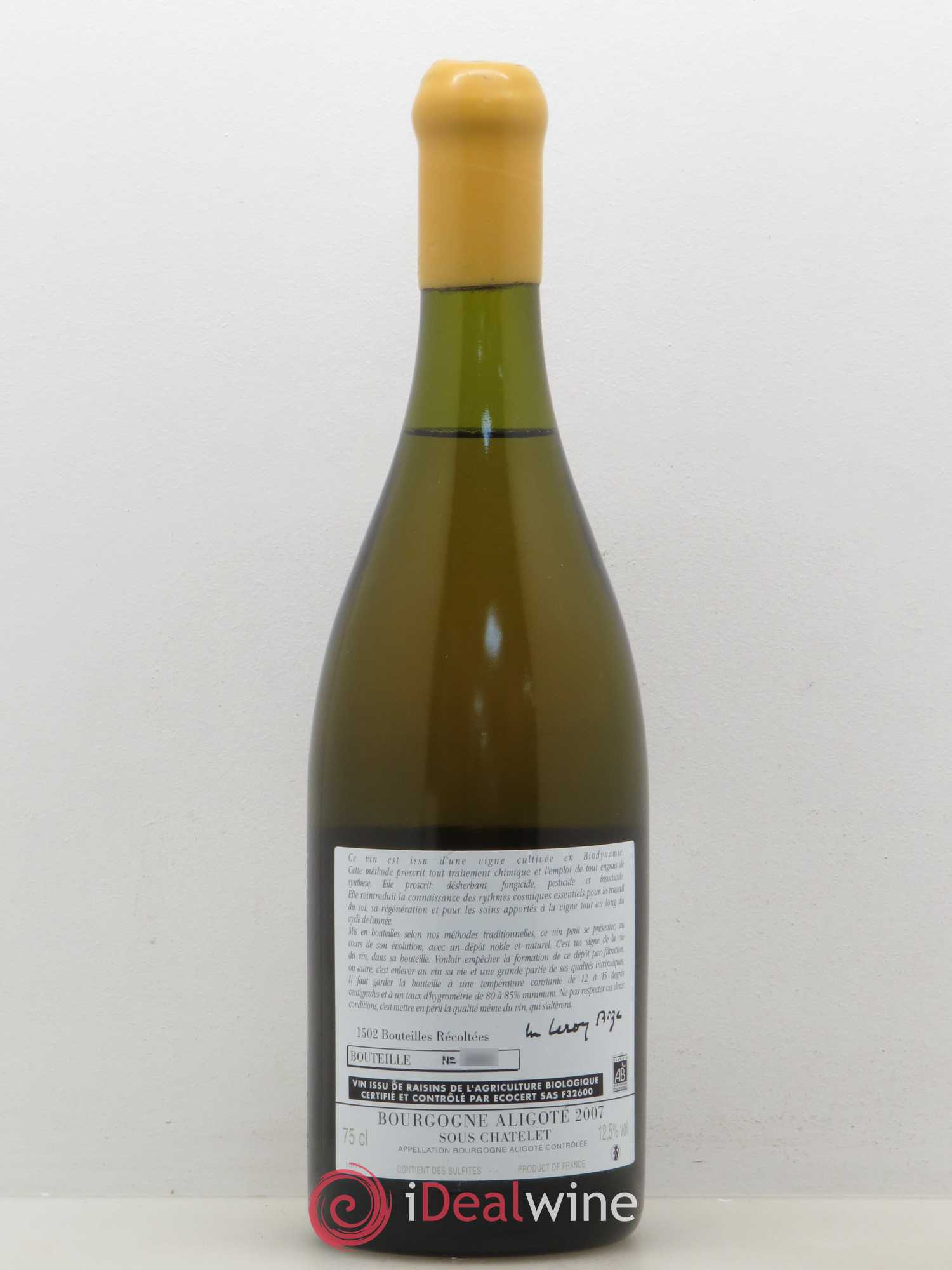 Bourgogne Aligoté Sous Chatelet d'Auvenay (Domaine) Sous Chatelet Domaine d'Auvenay 2007 - Posten von 1 Flasche - 1