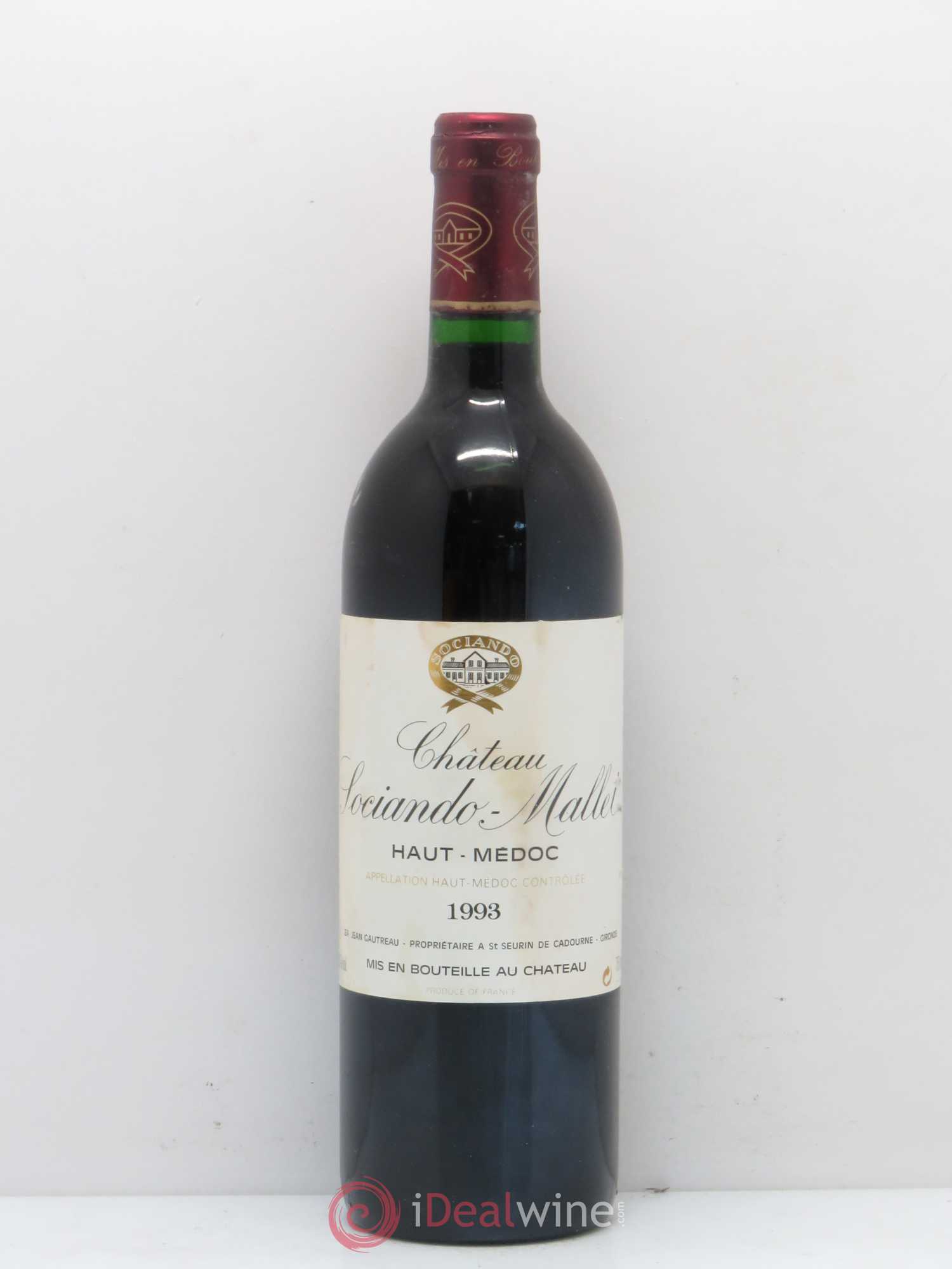 Château Sociando Mallet 1993 - Lot de 1 bouteille - 0