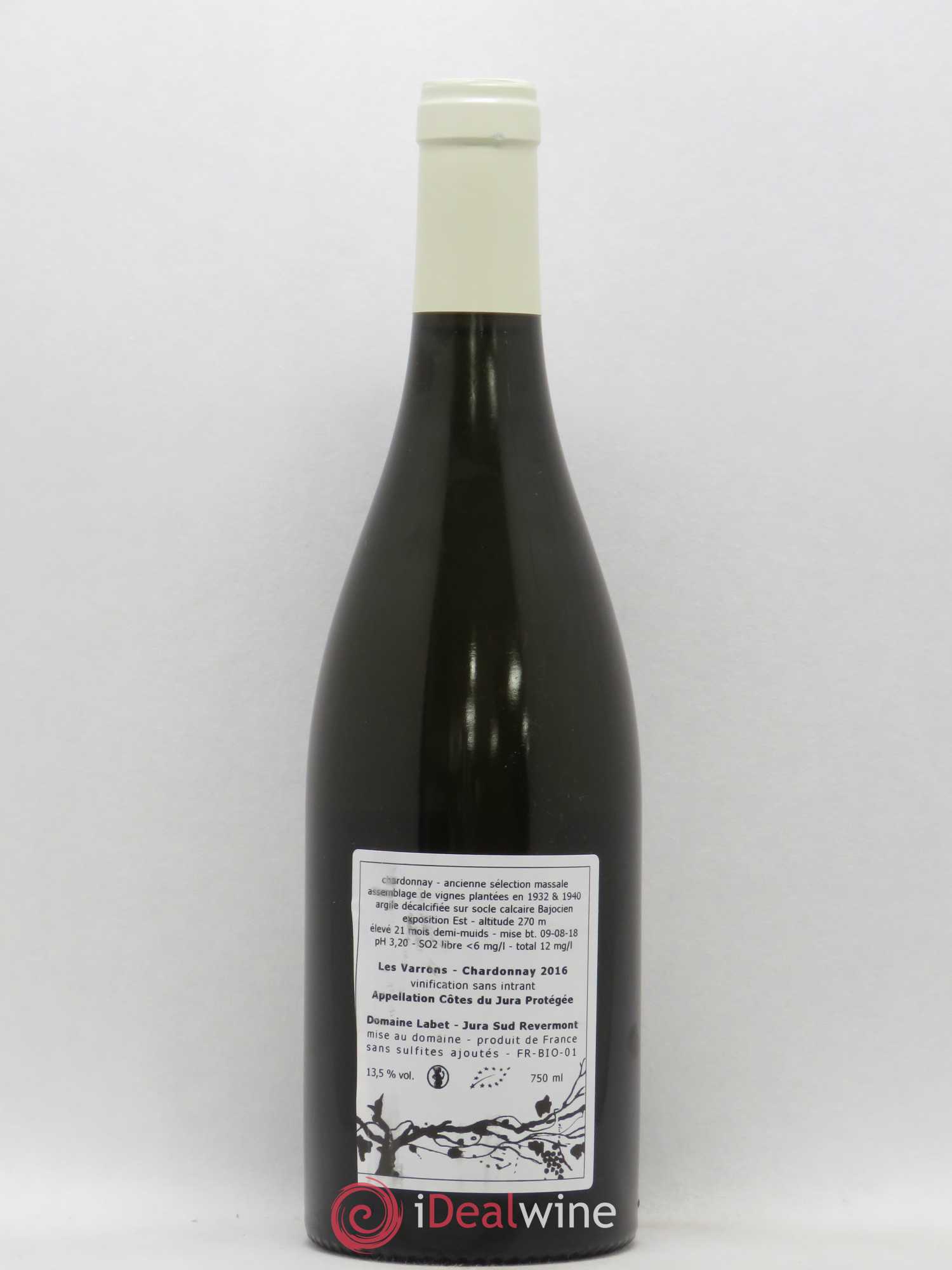 Côtes du Jura Chardonnay Les Varrons Romain - Julien - Charline Labet 2016 - Lot de 1 bouteille - 1