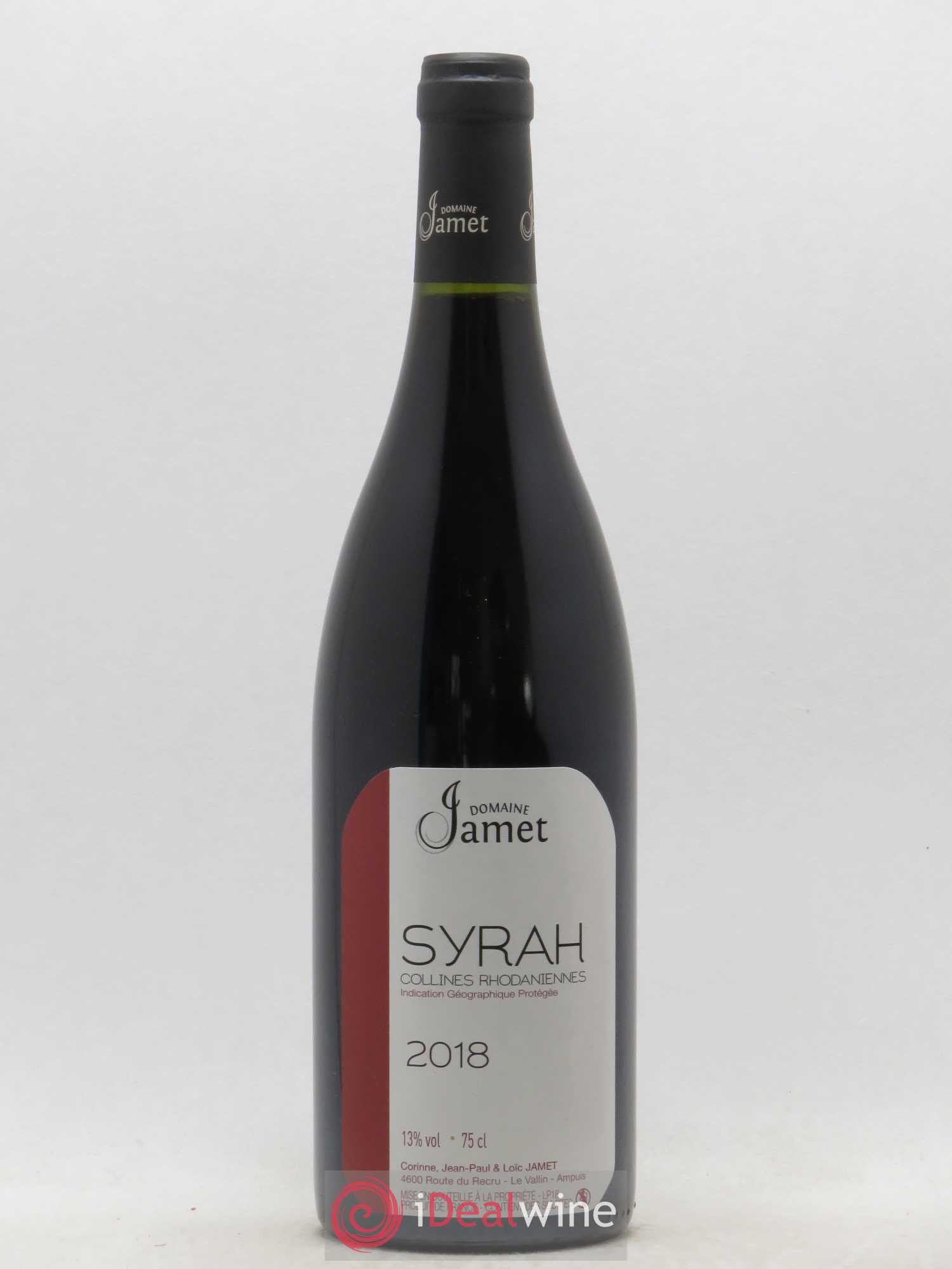 Collines Rhodaniennes Syrah Jamet (Domaine) 2018 - Lot de 1 bouteille - 0