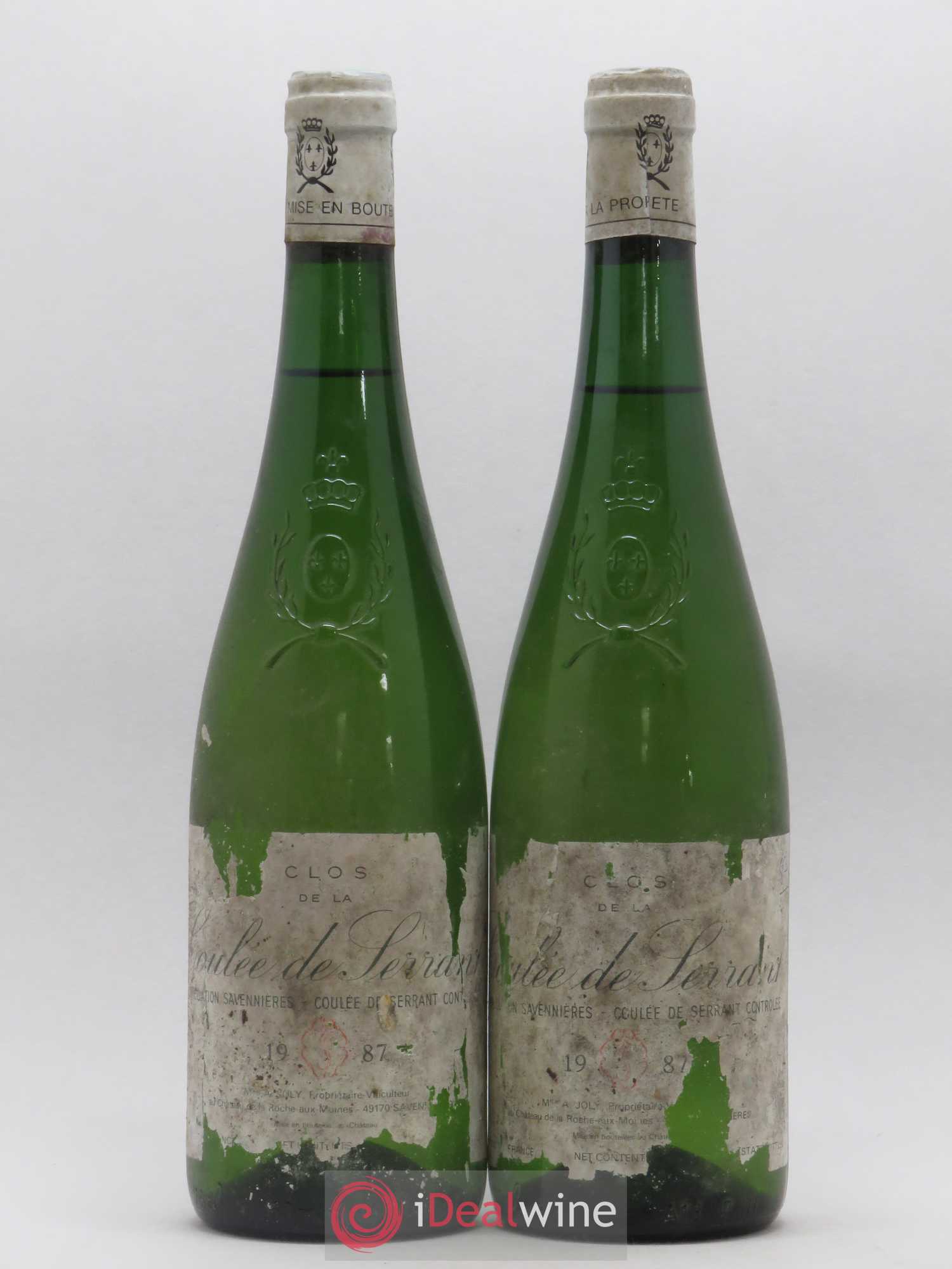 Savennières Clos de la Coulée de Serrant Vignobles de la Coulée de Serrant - Nicolas Joly 1987 - Lot de 2 bouteilles - 0