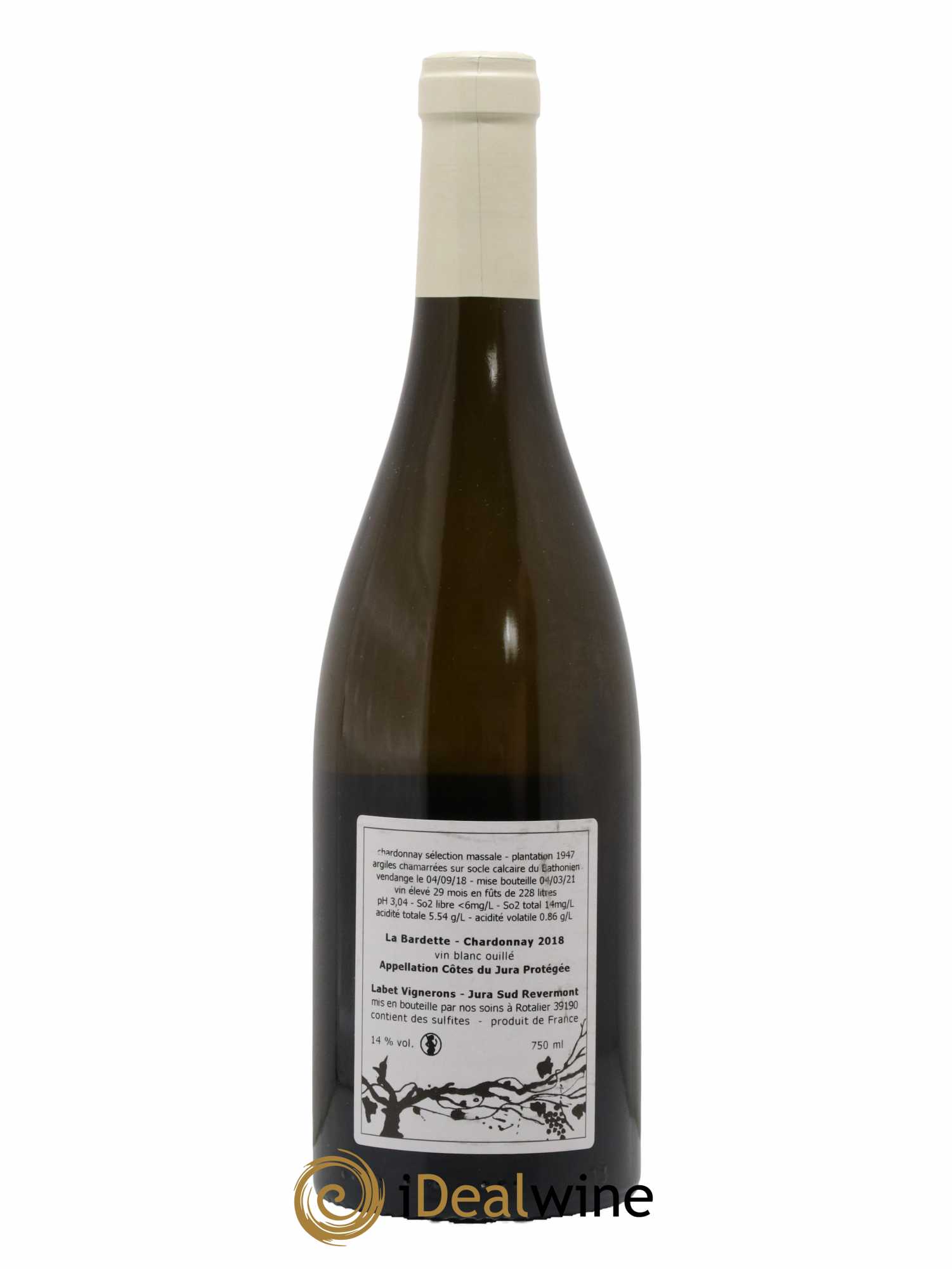 Côtes du Jura Chardonnay La Bardette Romain - Julien - Charline Labet 2018 - Lot de 1 bouteille - 1