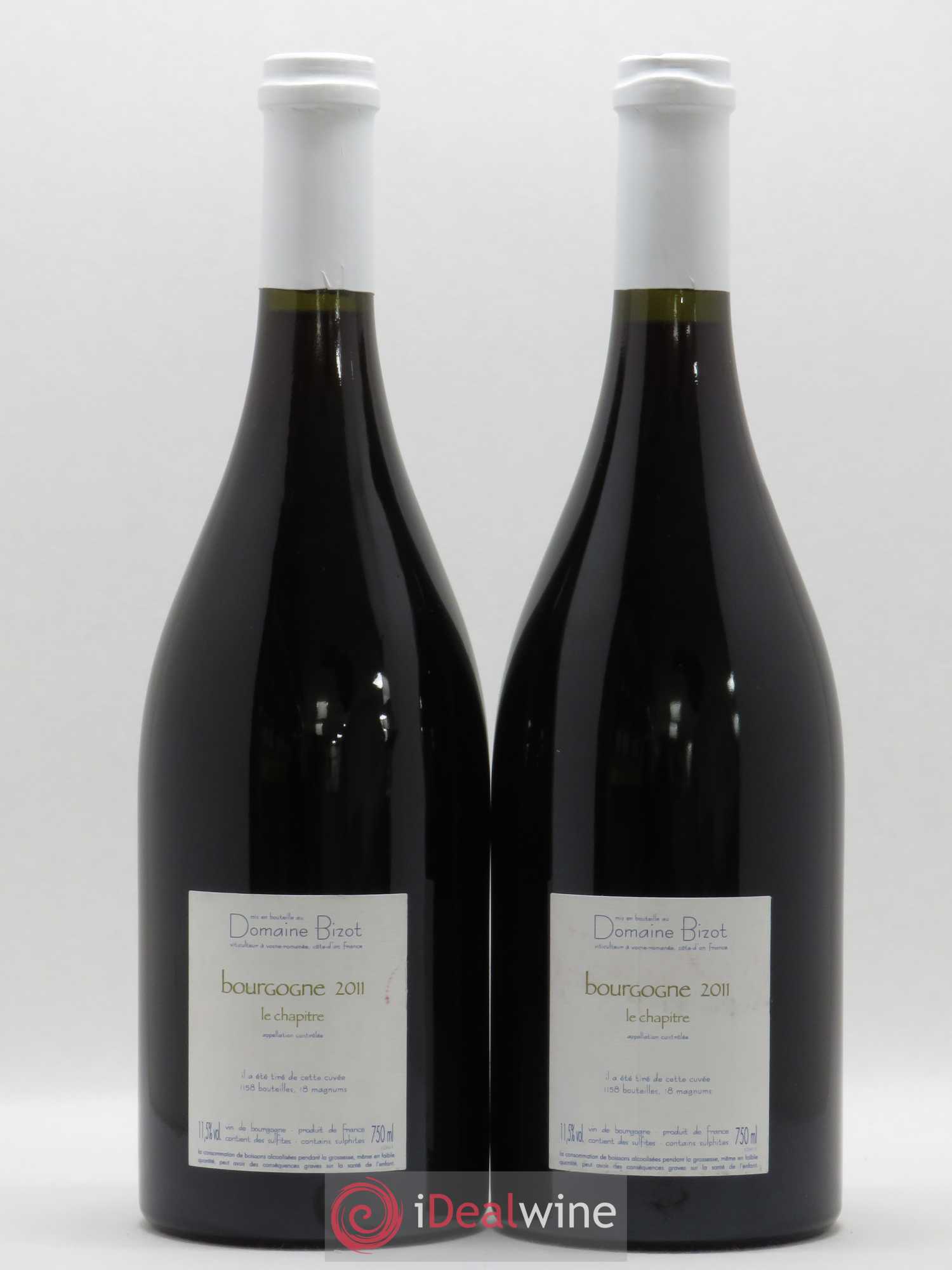 Bourgogne Le Chapitre Bizot (Domaine) 2011 - Lot de 2 bouteilles - 1