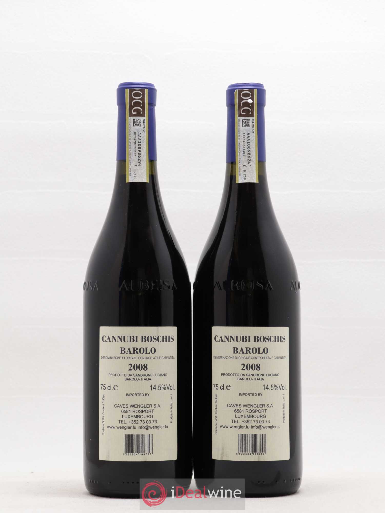 Barolo DOCG Aleste (anciennement Cannubi Boschis) Luciano Sandrone (sans prix de réserve) 2008 - Lot de 2 bouteilles - 1
