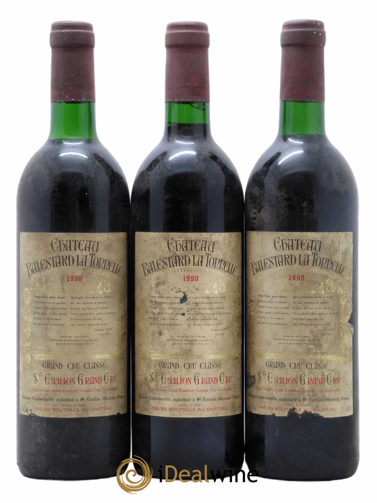 Château Balestard la Tonnelle Grand Cru Classé 1990 - Lot de 3 bouteilles - 0