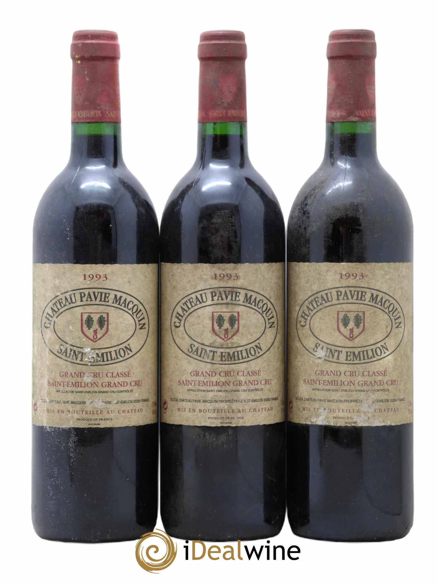Château Pavie Macquin 1er Grand Cru Classé B 1993 - Lot de 3 bouteilles - 0