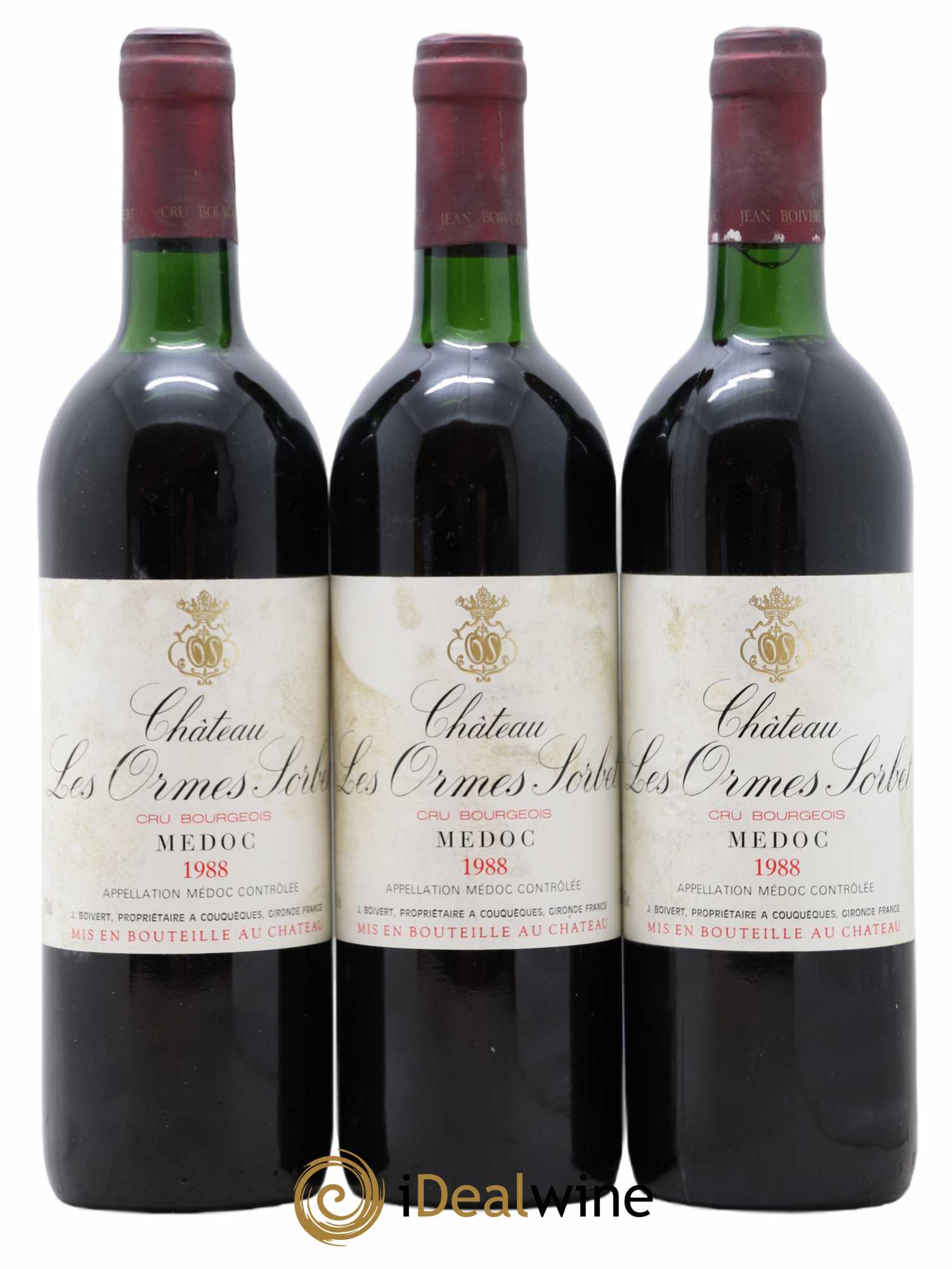 Château les Ormes Sorbet Cru Bourgeois (sans prix de réserve) 1988 - Lot de 3 bouteilles - 0
