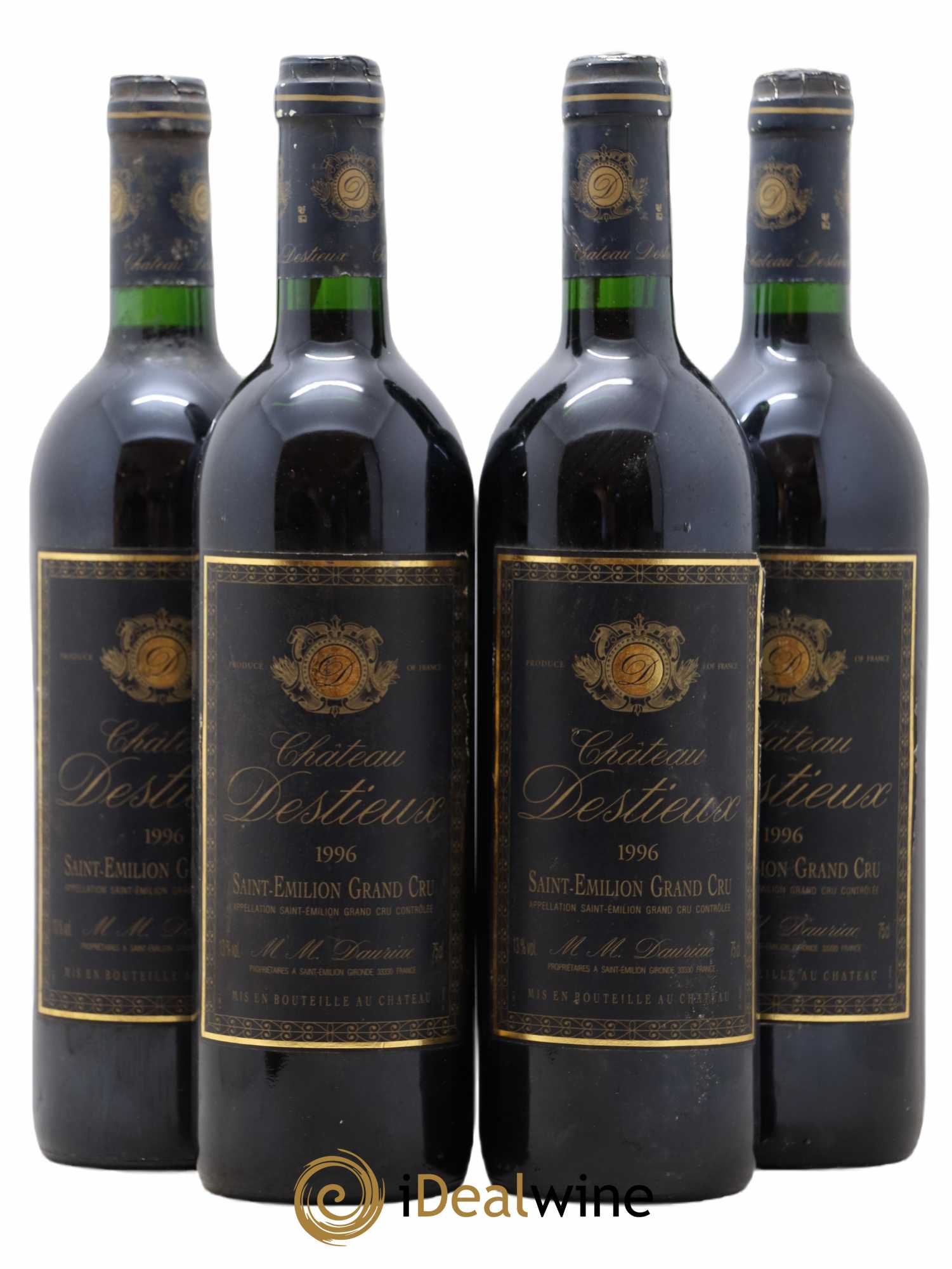 Château Destieux Grand Cru Classé (sans prix de réserve) 1996 - Lot de 4 bouteilles - 0