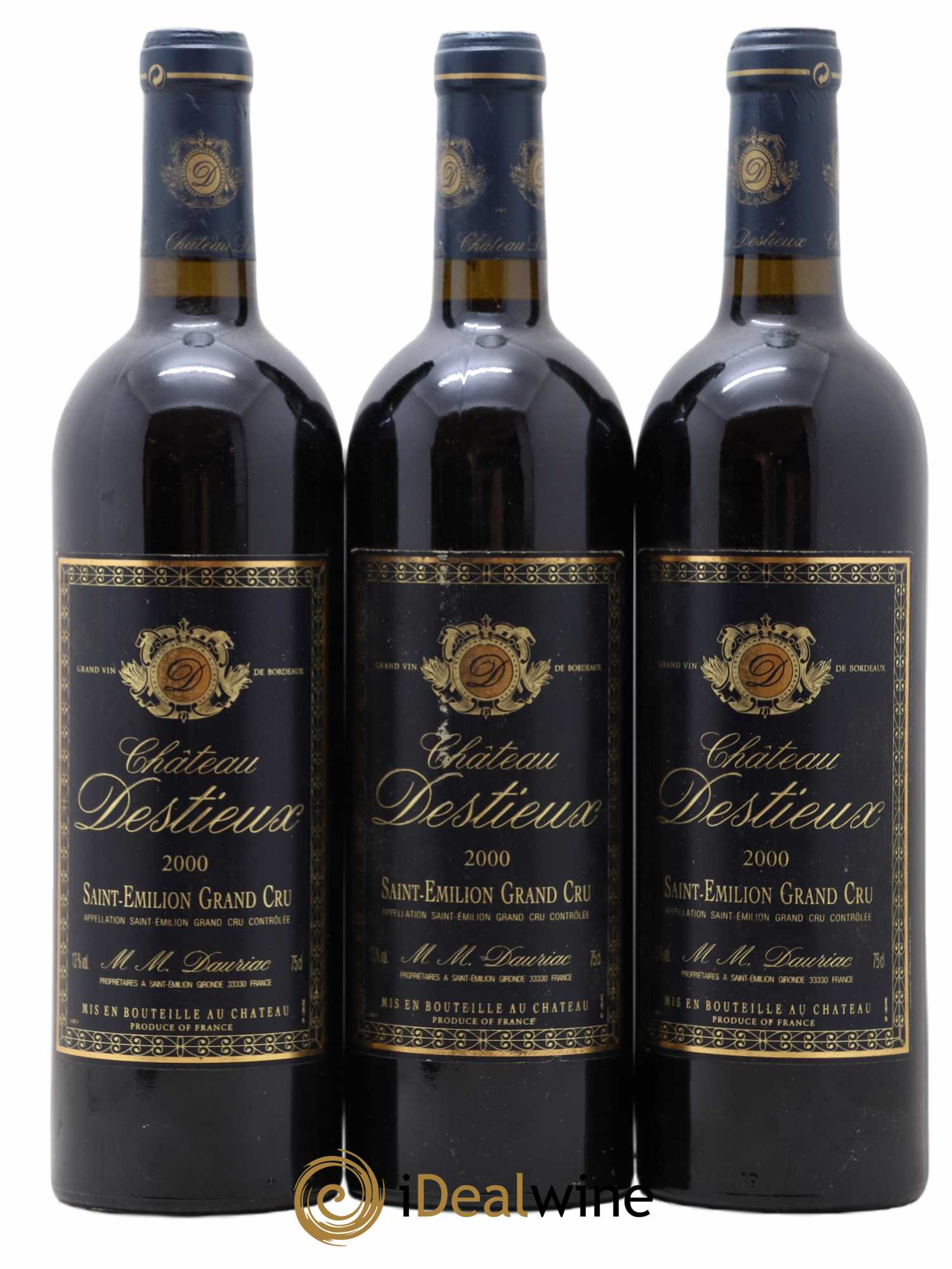 Château Destieux Grand Cru Classé 2000 - Lot de 3 bouteilles - 0