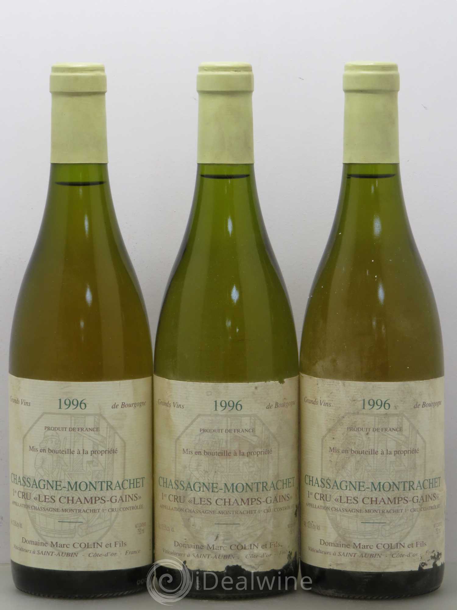 Chassagne-Montrachet 1er Cru Champs Gains Marc Colin 1996 - Posten von 3 Flaschen - 0