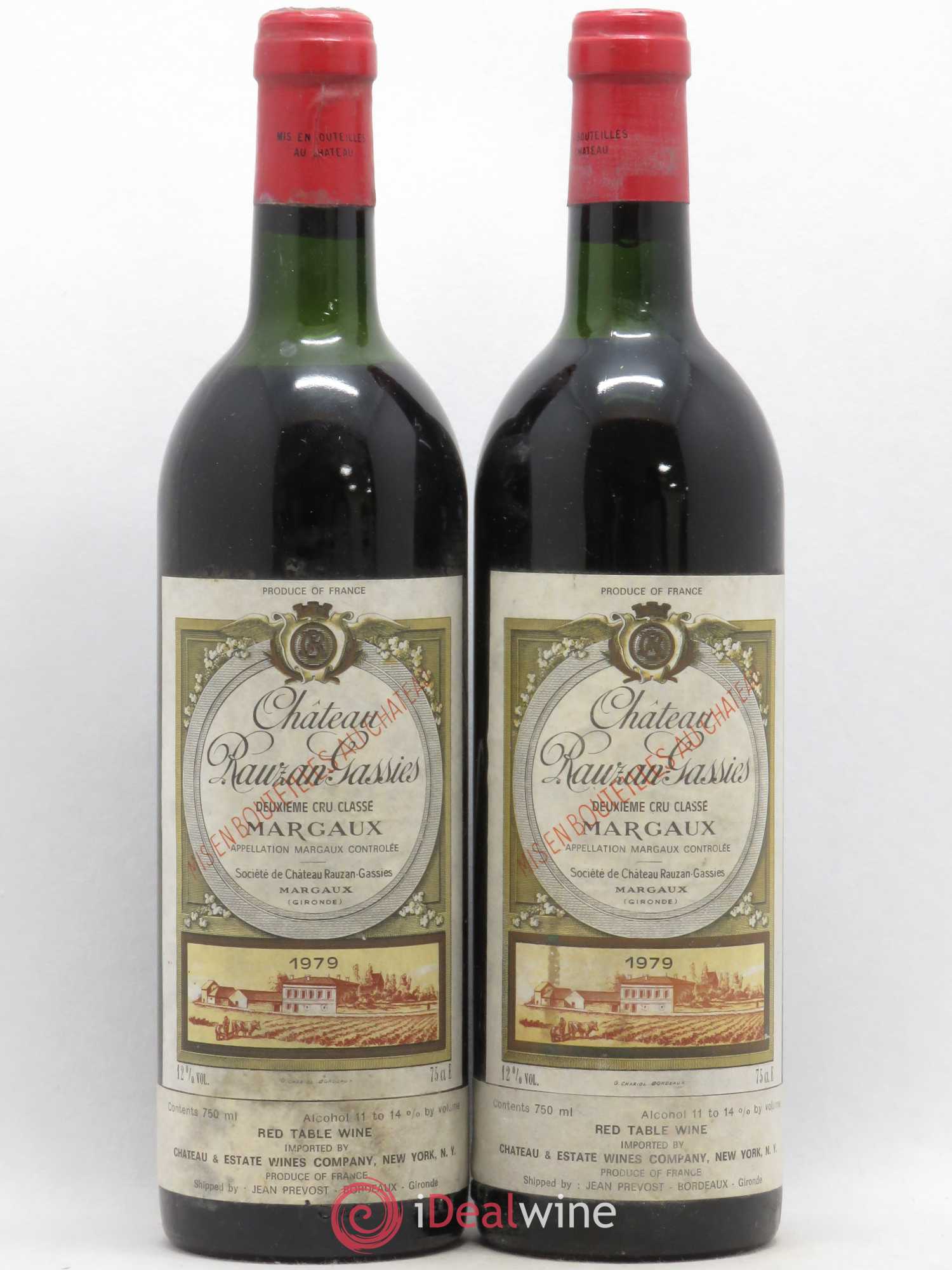 Château Rauzan-Gassies 2ème Grand Cru Classé 1979 - Lot de 2 bouteilles - 0