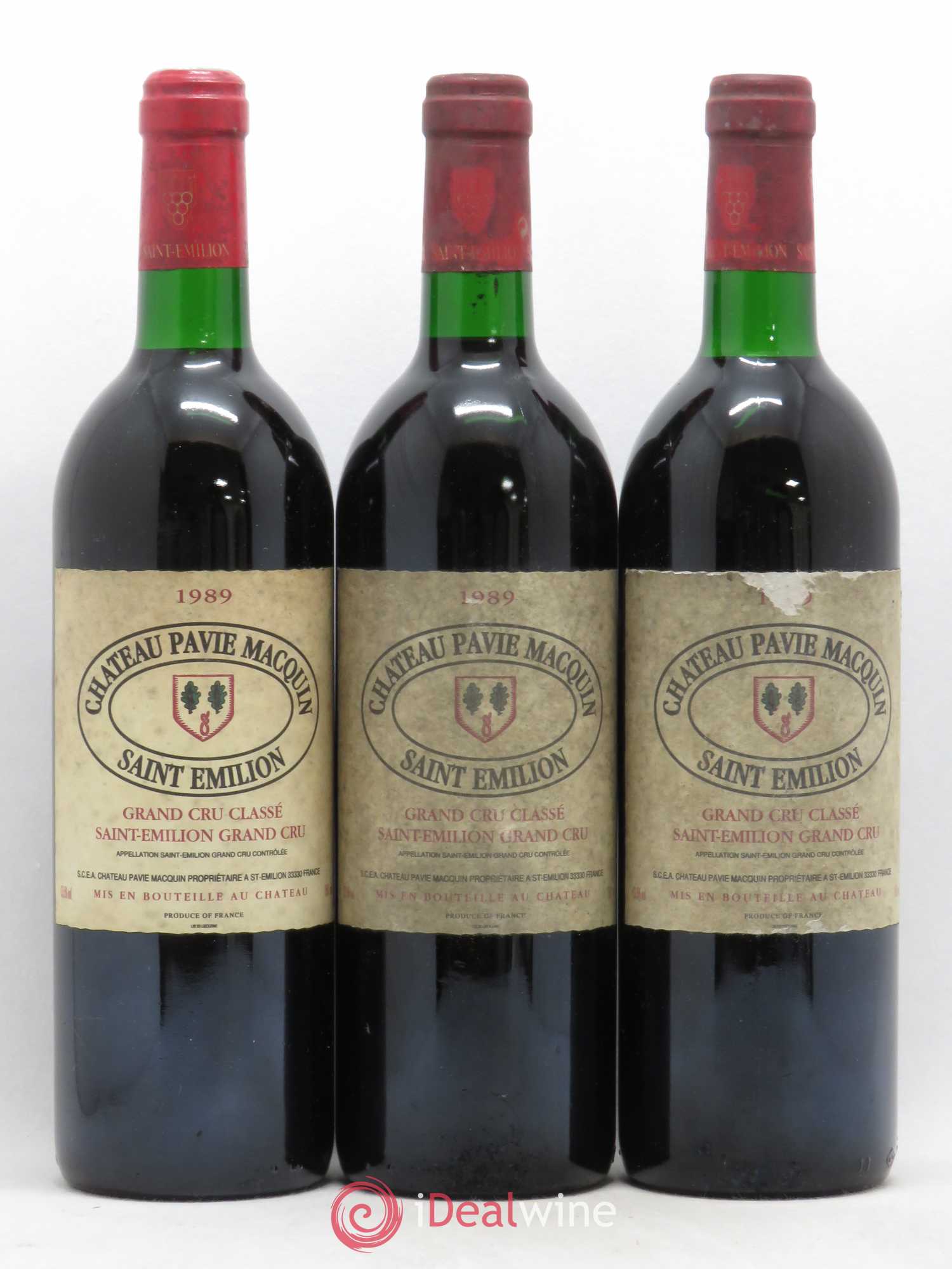 Château Pavie Macquin 1er Grand Cru Classé B 1989 - Lot de 3 bouteilles - 0