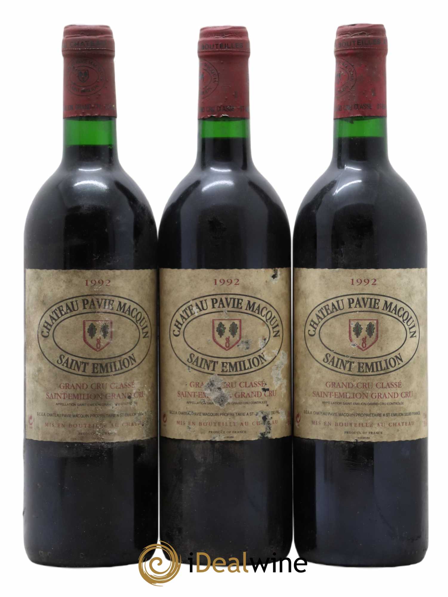 Château Pavie Macquin 1er Grand Cru Classé B 1992 - Lot de 3 bouteilles - 0