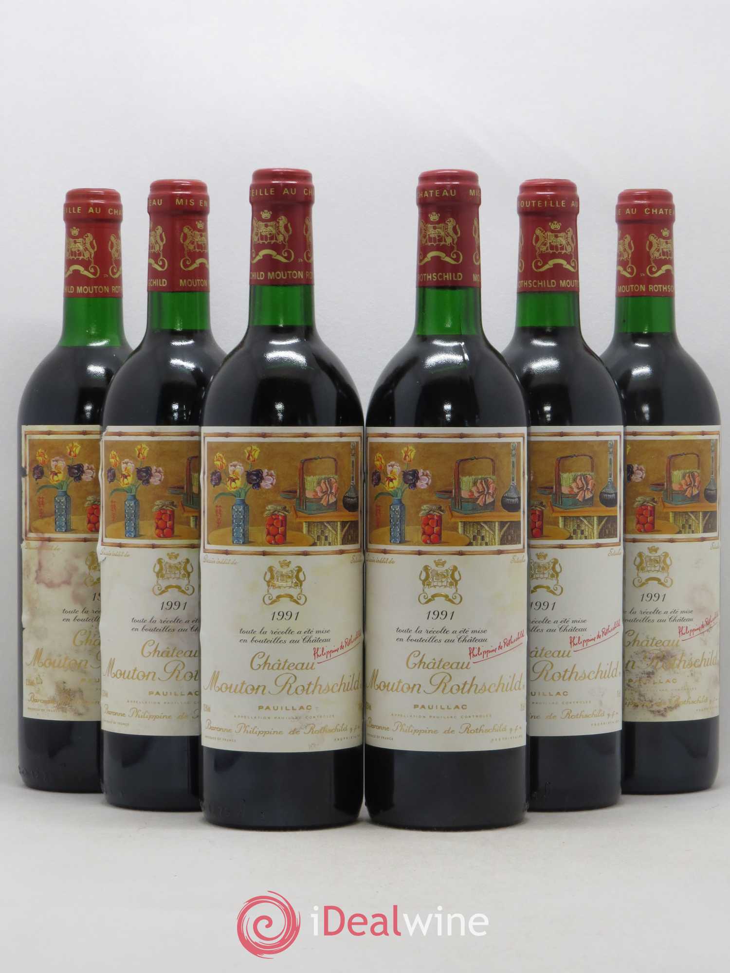 Château Mouton Rothschild 1er Grand Cru Classé 1991 - Lot de 6 bouteilles - 0